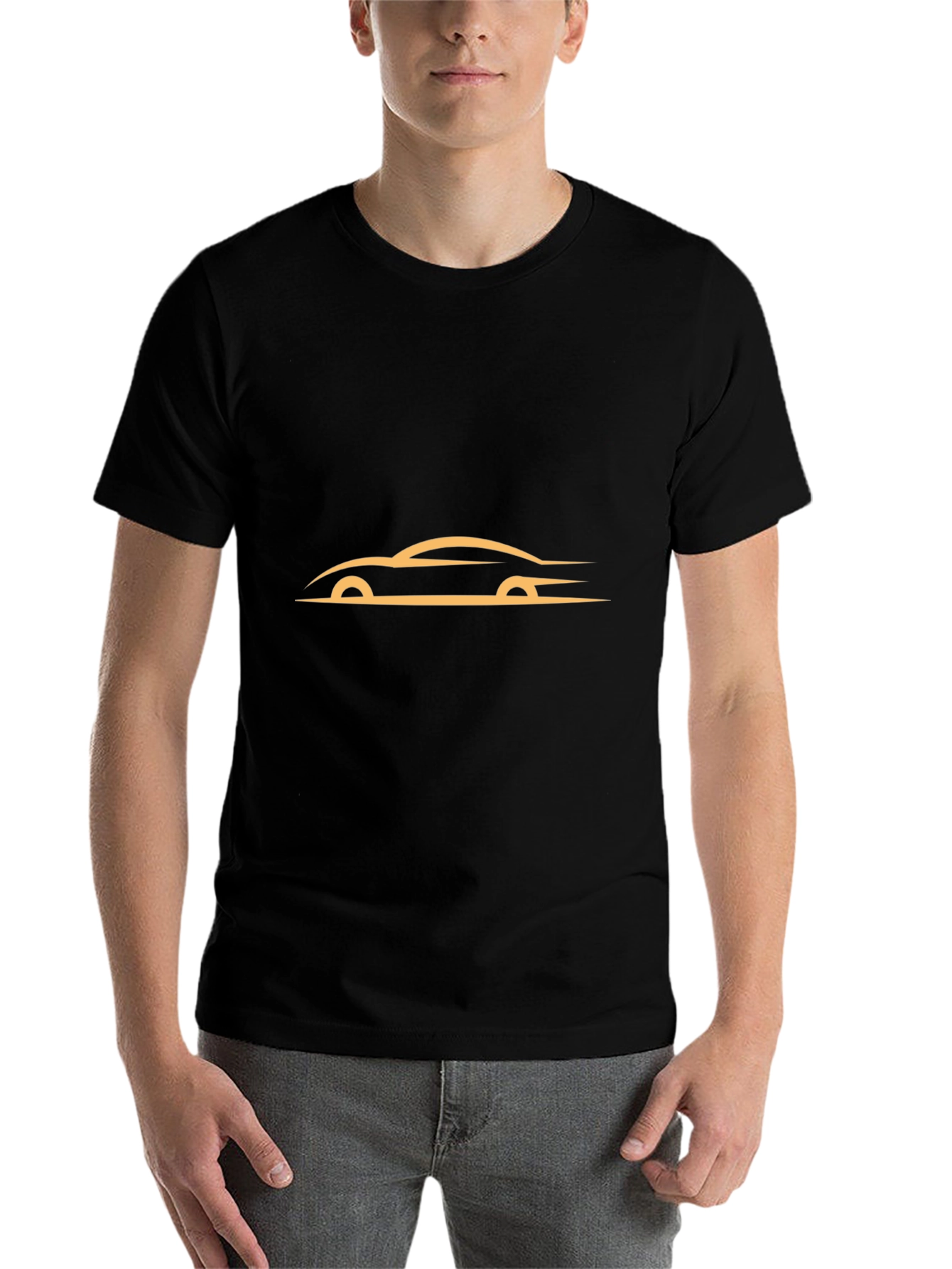 Black Sleek Black T-Shirt with Abstract Car Design view 7