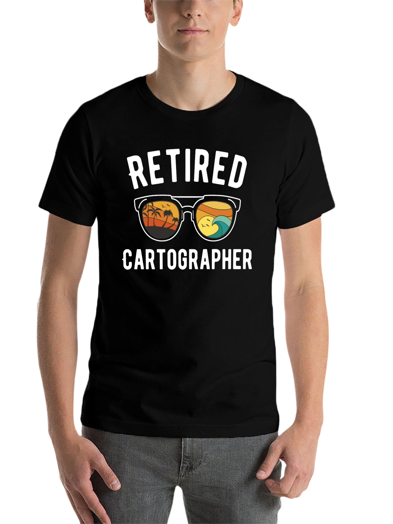 Black Retired Cartographer Graphic T-Shirt view 7
