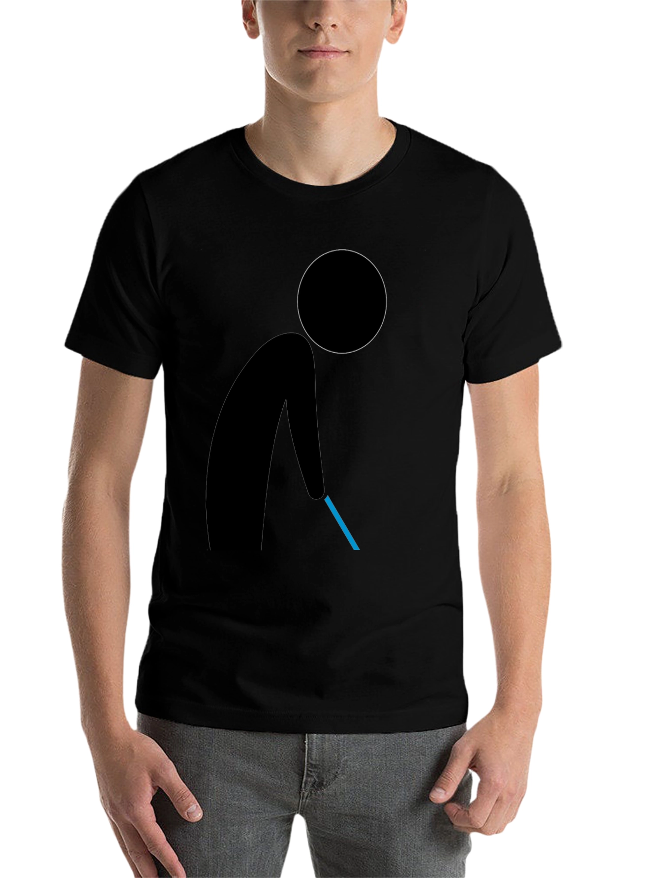 Black Abstract Minimalist Graphic Tee - Black Cotton Blend view 7