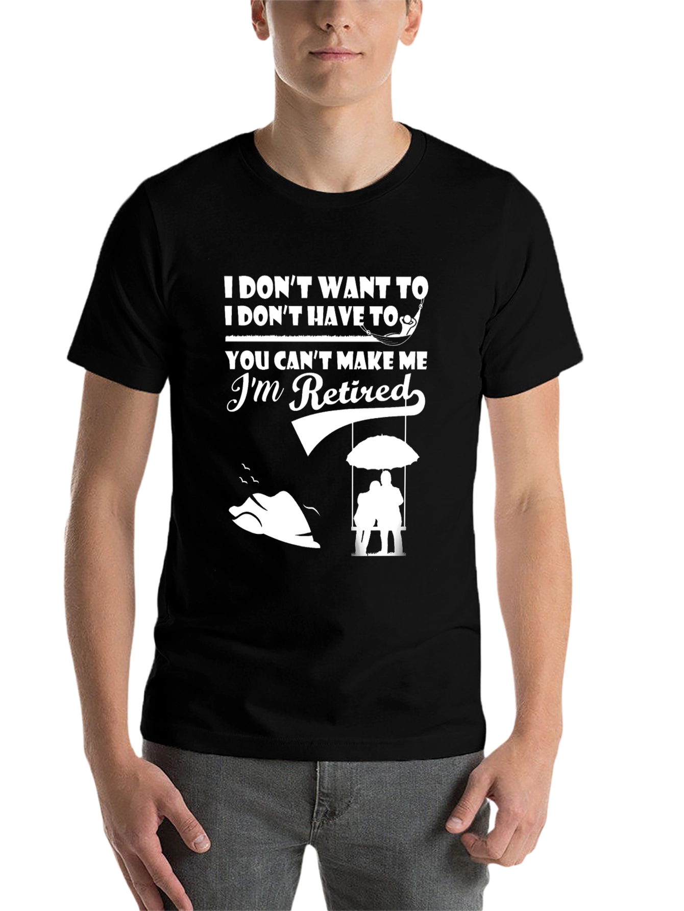 Black Retired - I Don't Want To Graphic T-Shirt view 7