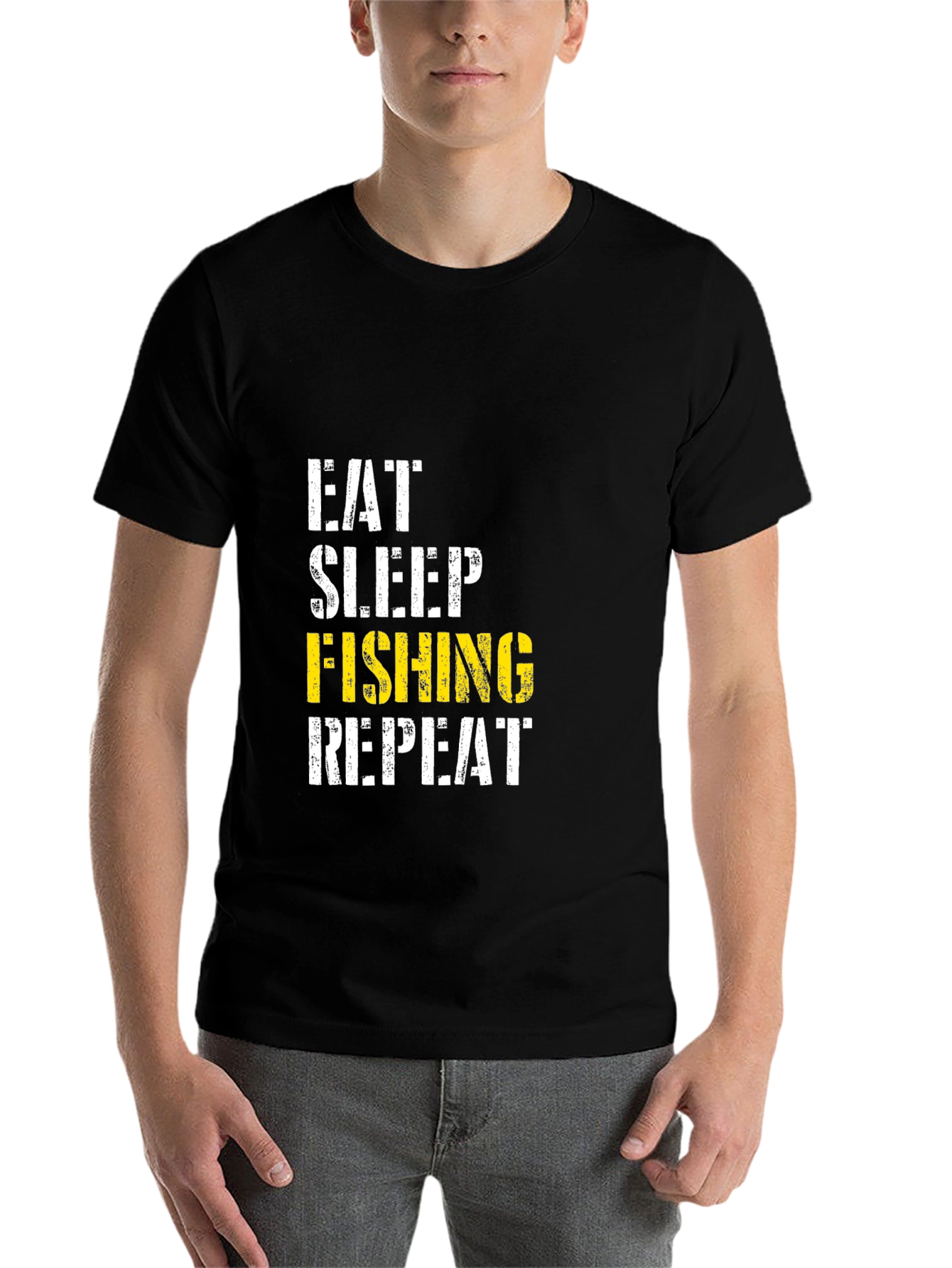 Black Eat Sleep Fishing Repeat - Men's Graphic Tee view 7