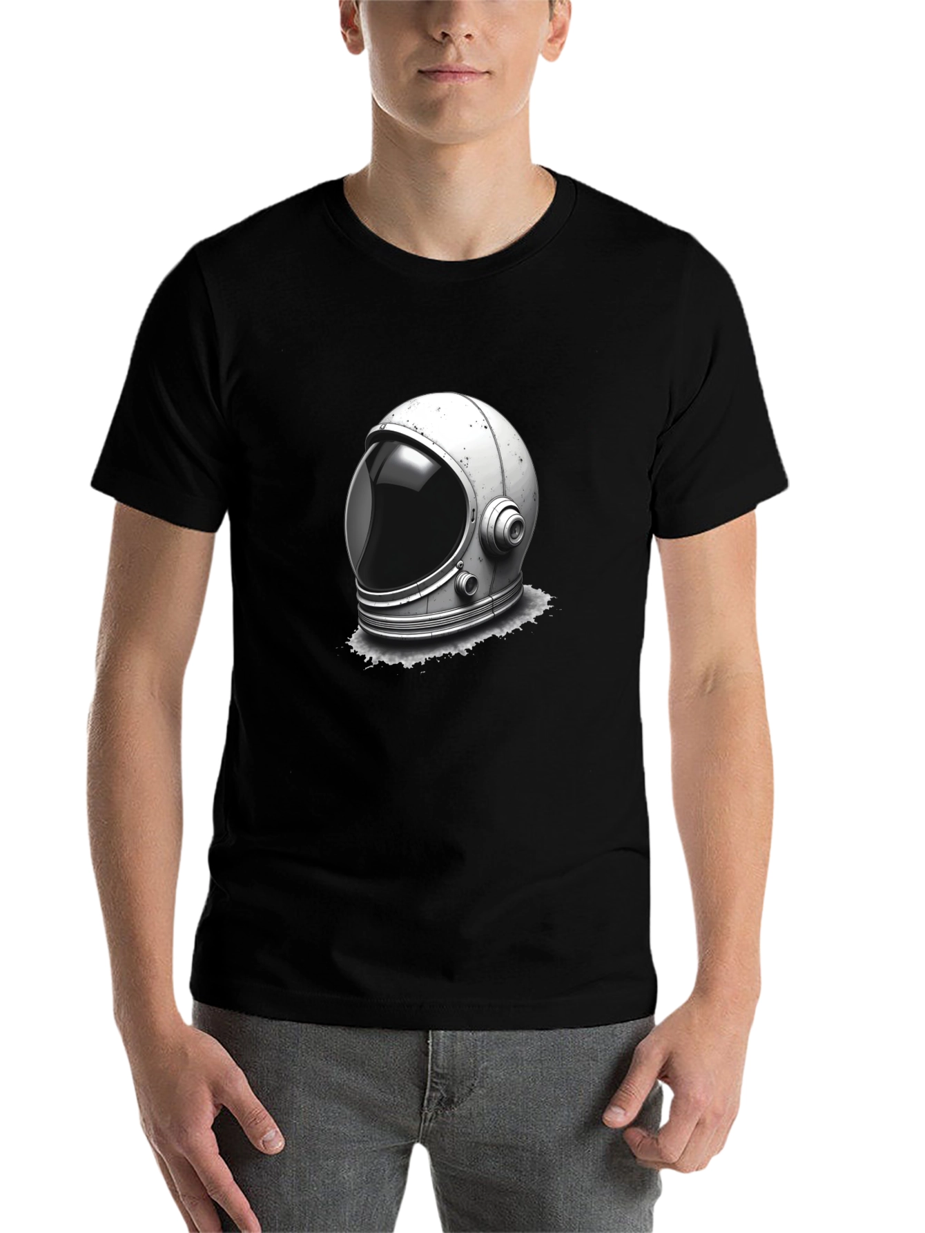 Black Astronaut Helmet Graphic Tee - Space Exploration T-Shirt view 7