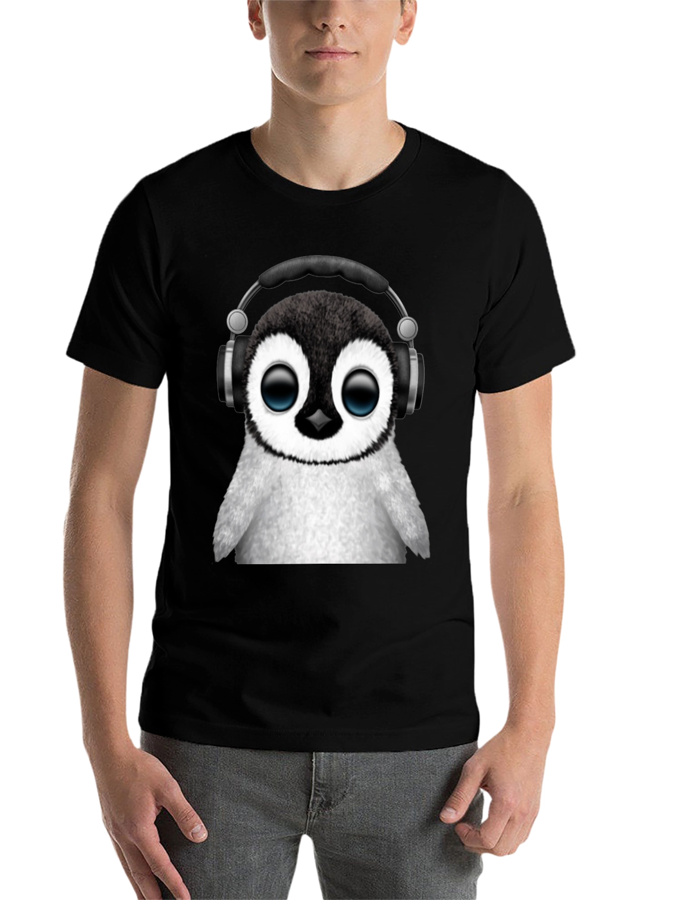 Black Penguin DJ Black T-Shirt - Music Lover Tee view 7
