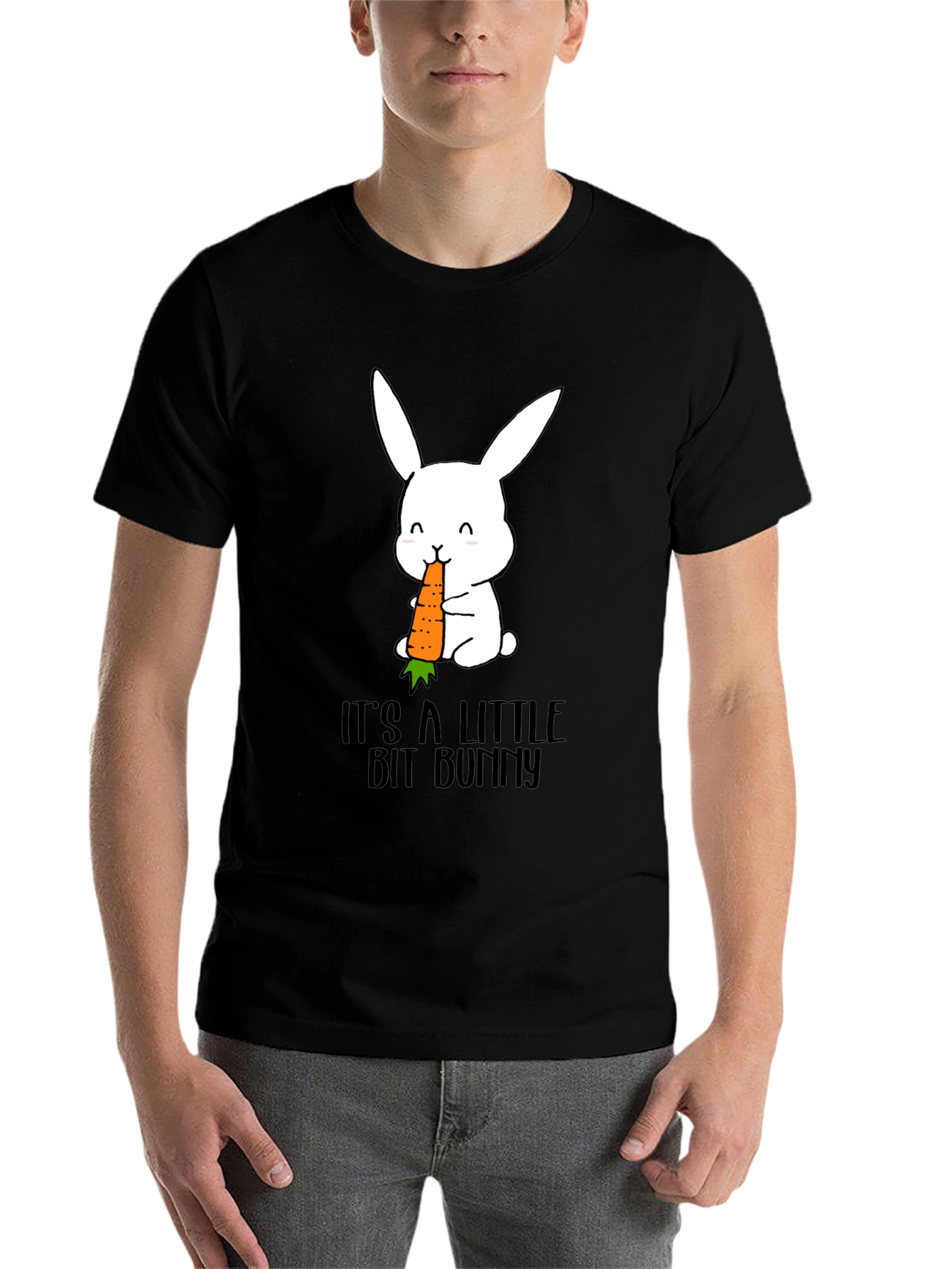 Black It's A Little Bit Bunny T-Shirt view 7