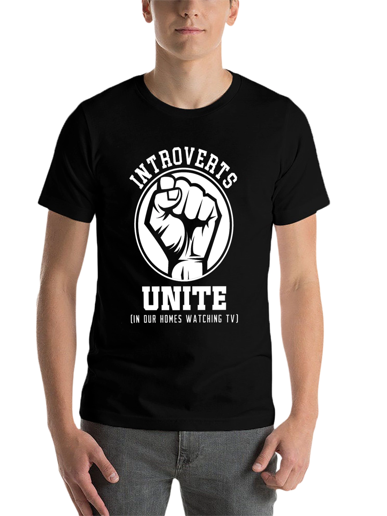 Black Introverts Unite T-Shirt - Funny Social Distancing Tee view 7