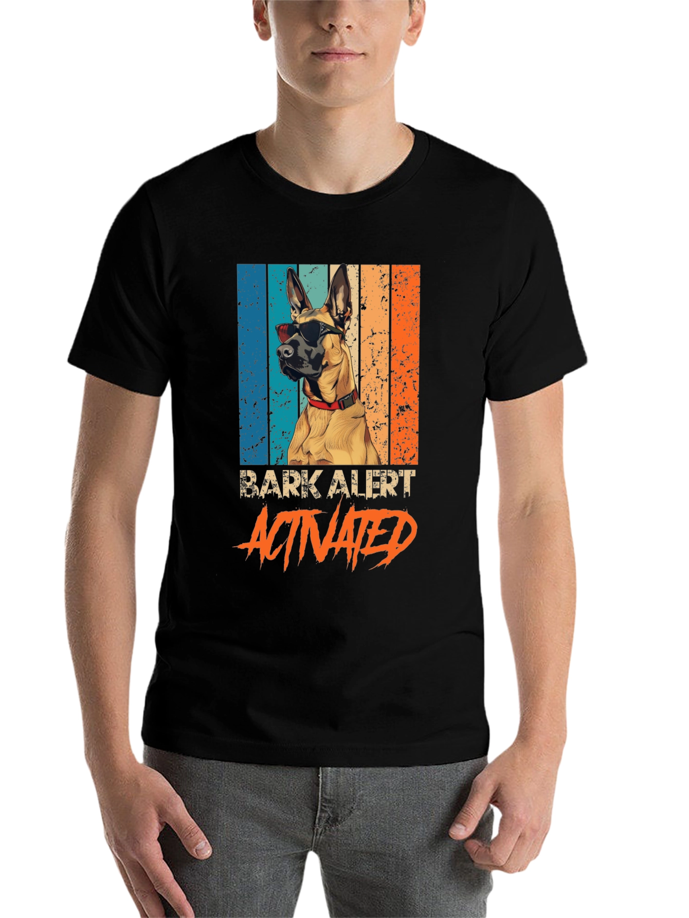 Black Cool Dog T-Shirt - Bark Alert Activated! view 7