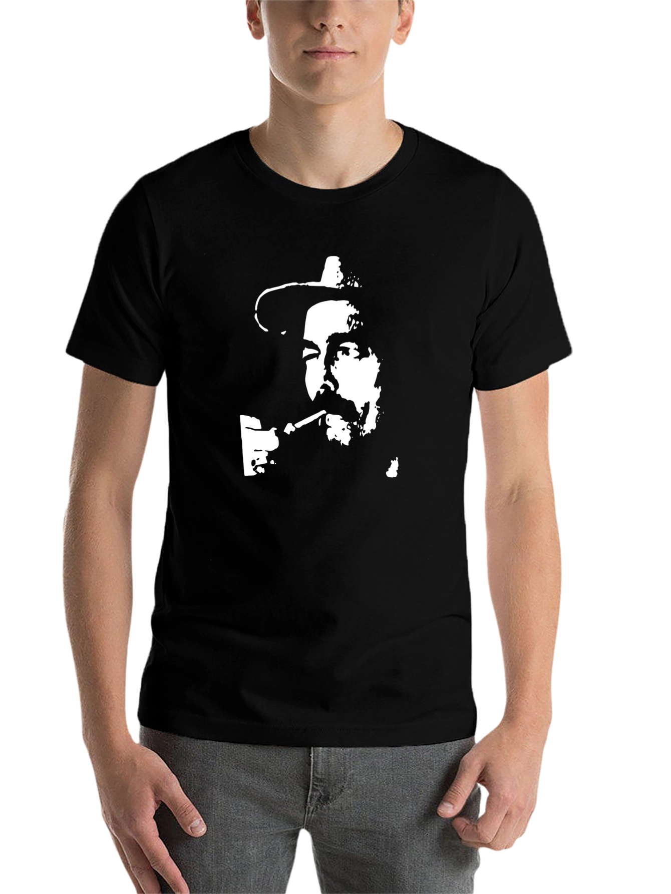 Black Vintage Style Man Portrait Graphic Tee view 7