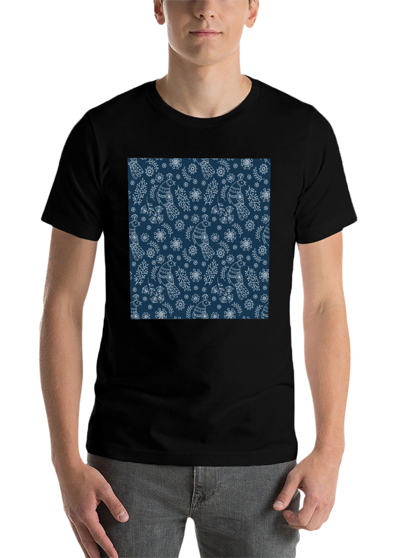 Black Bird & Floral Print Crew Neck Tee view 7