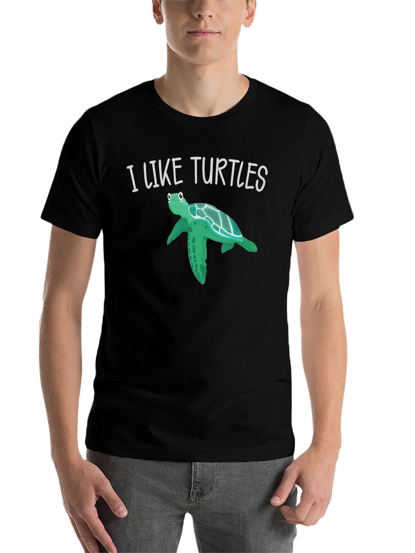 Black I Like Turtles Graphic Tee - Black view 7