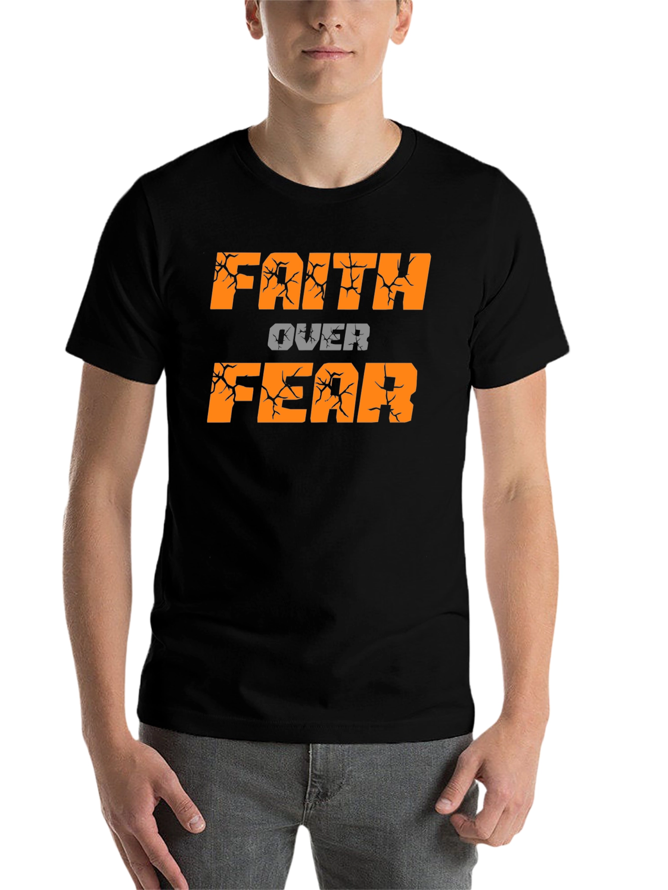 Black Faith Over Fear Black T-Shirt view 7