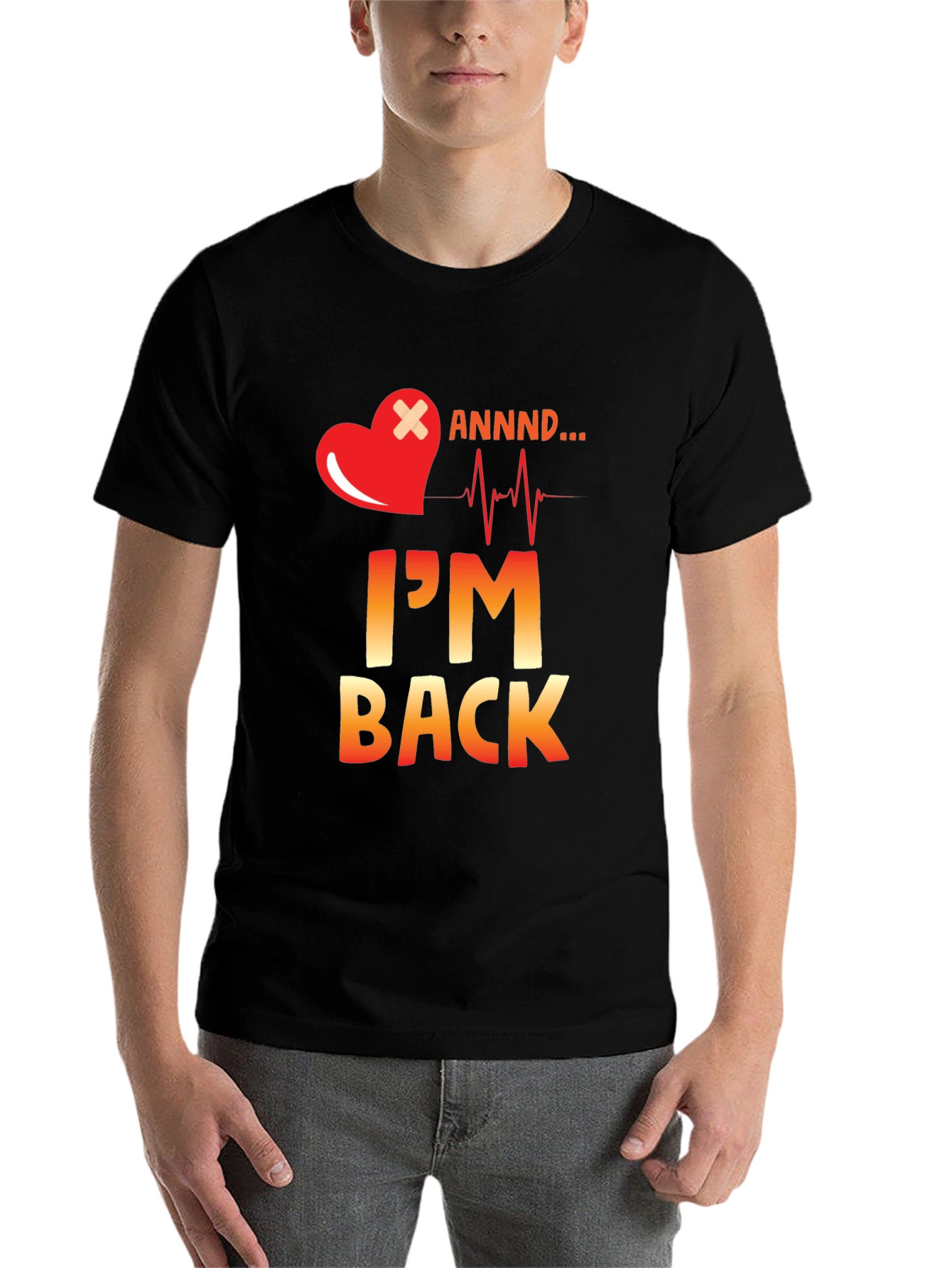 Black I'm Back Heartbeat Graphic Tee view 7