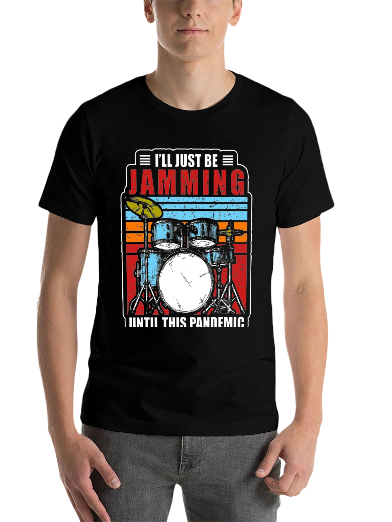 Black Jamming Pandemic T-Shirt - Musician Drummer Tee view 7