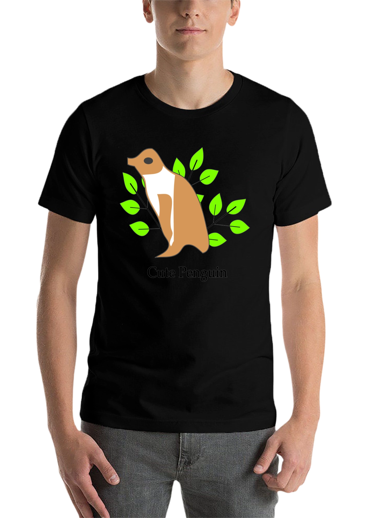 Black Cute Penguin Graphic Black T-Shirt view 7