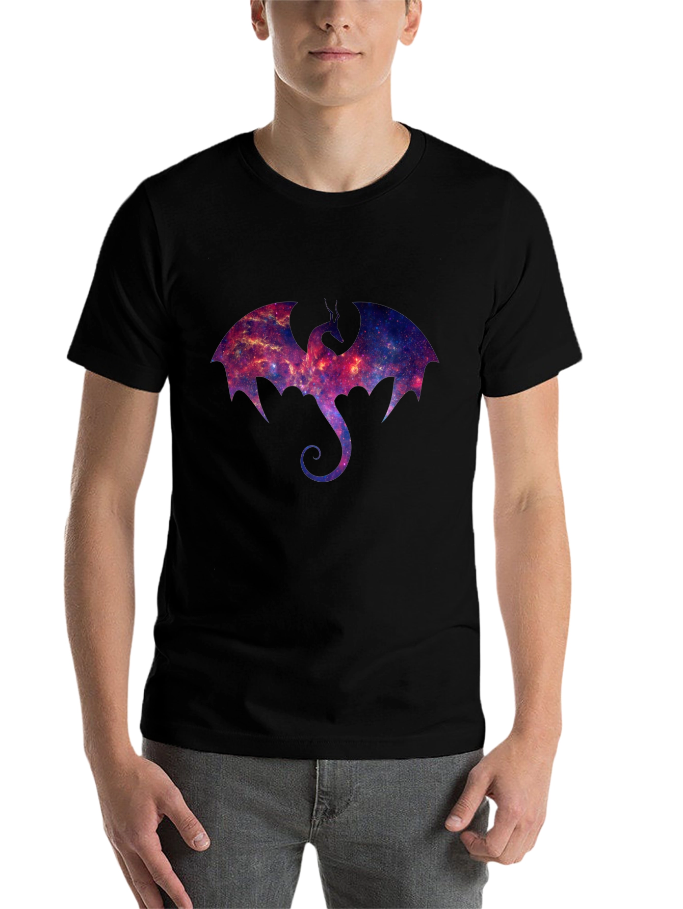 Black Galaxy Dragon Graphic T-Shirt view 7