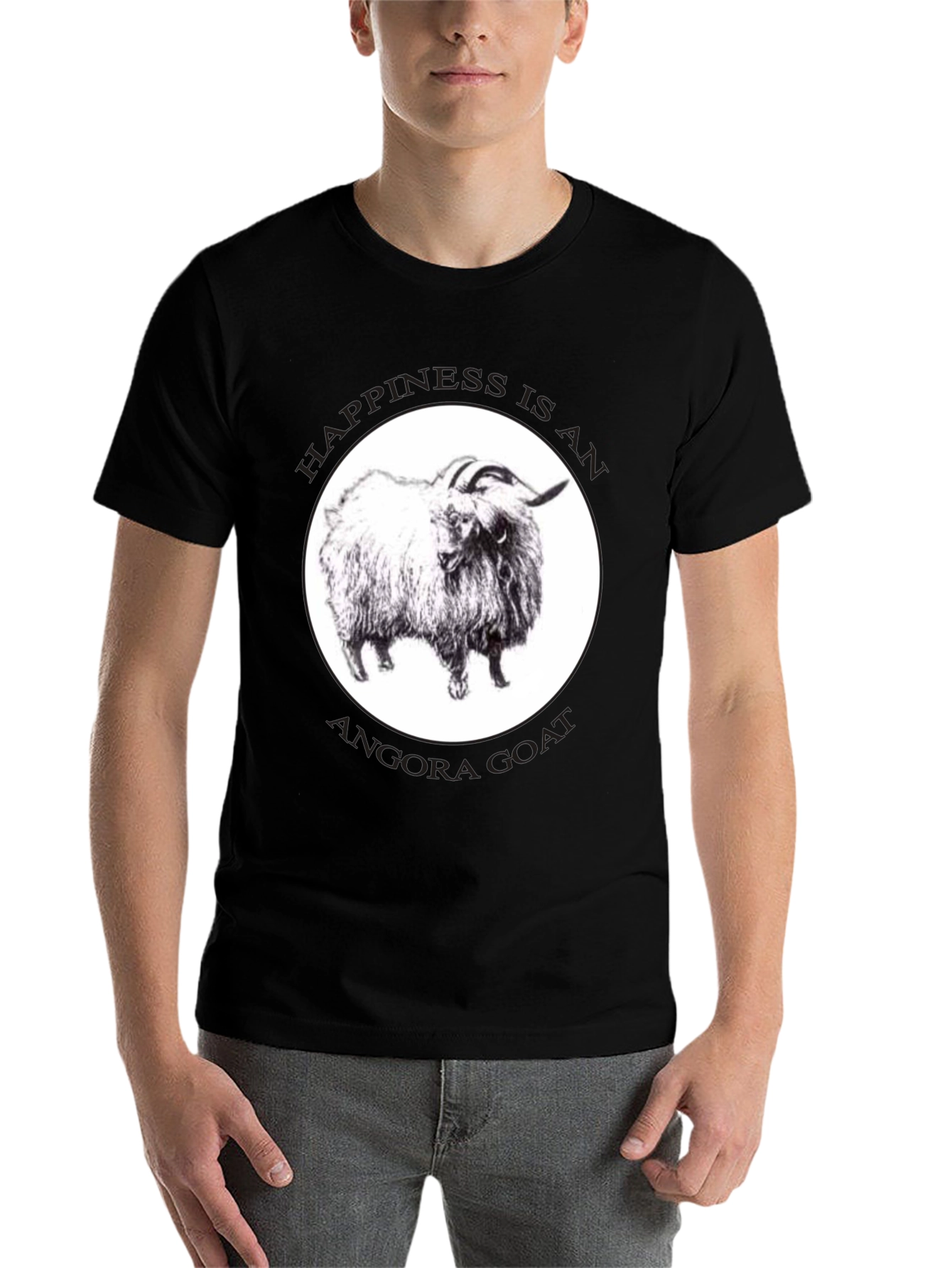 Black Angora Goat Happiness Black T-Shirt view 7