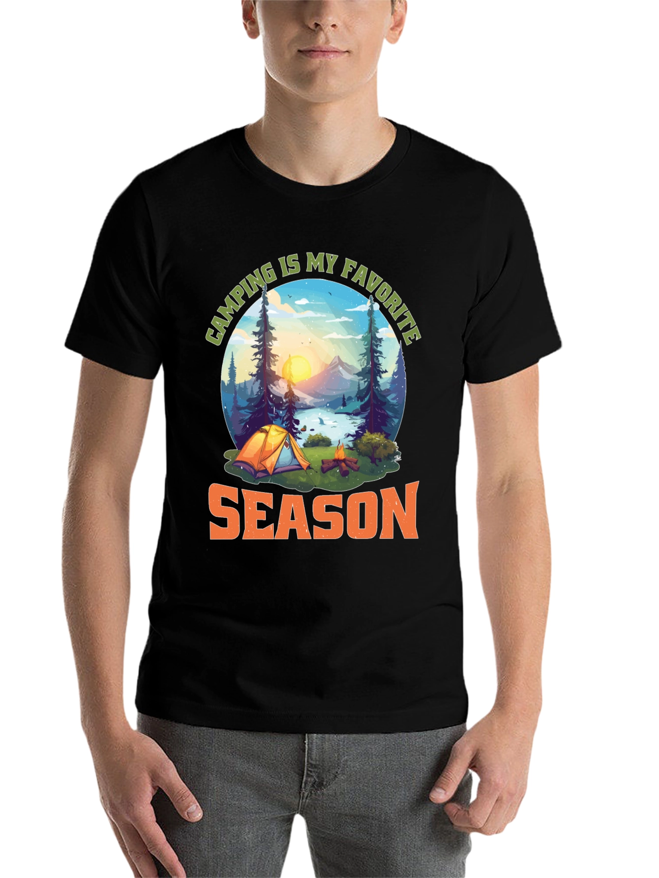 Black Camping Is My Favorite Season Graphic T-Shirt view 7