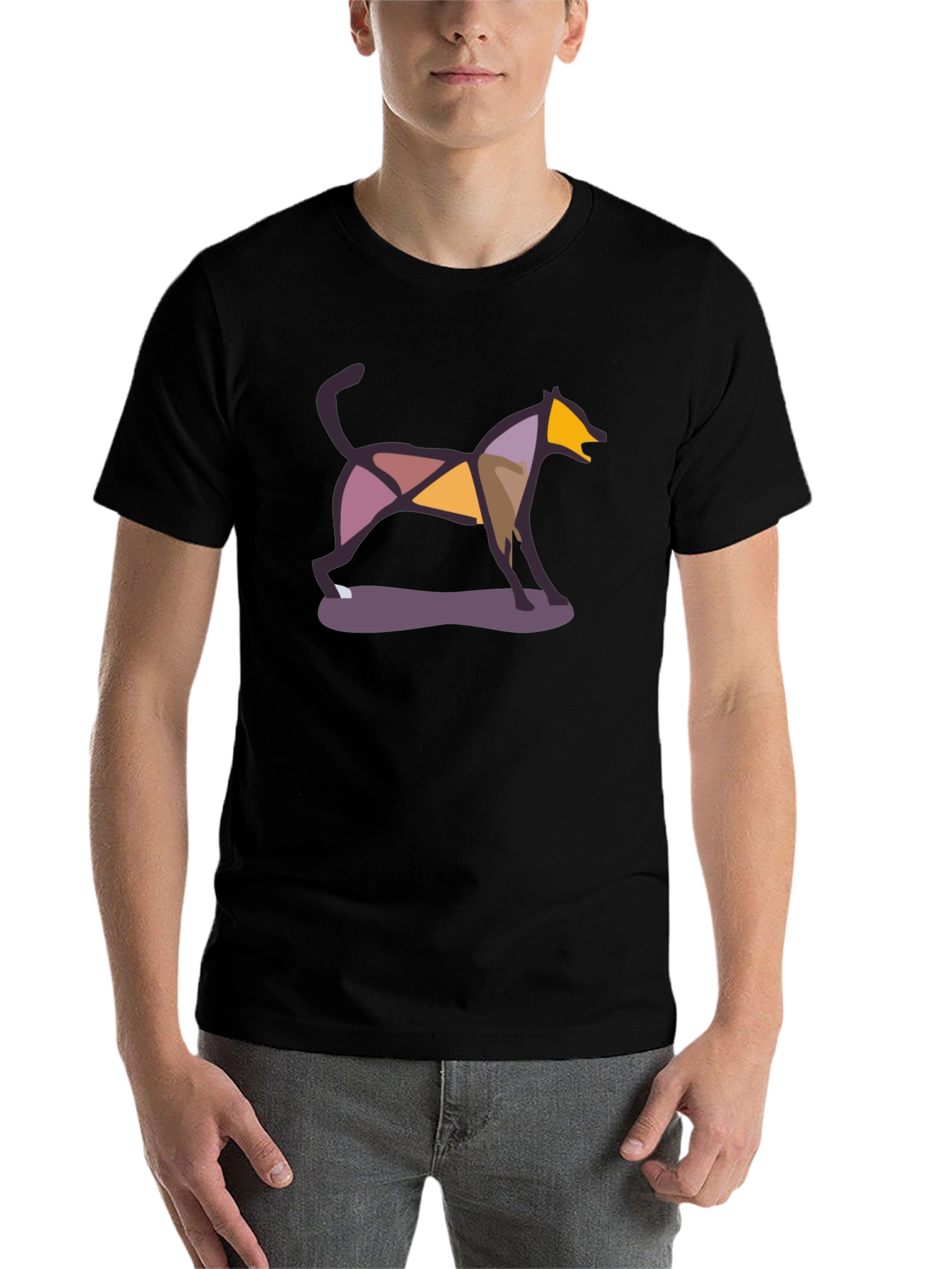 Black Abstract Dog Graphic Tee - Modern Art Shirt view 7
