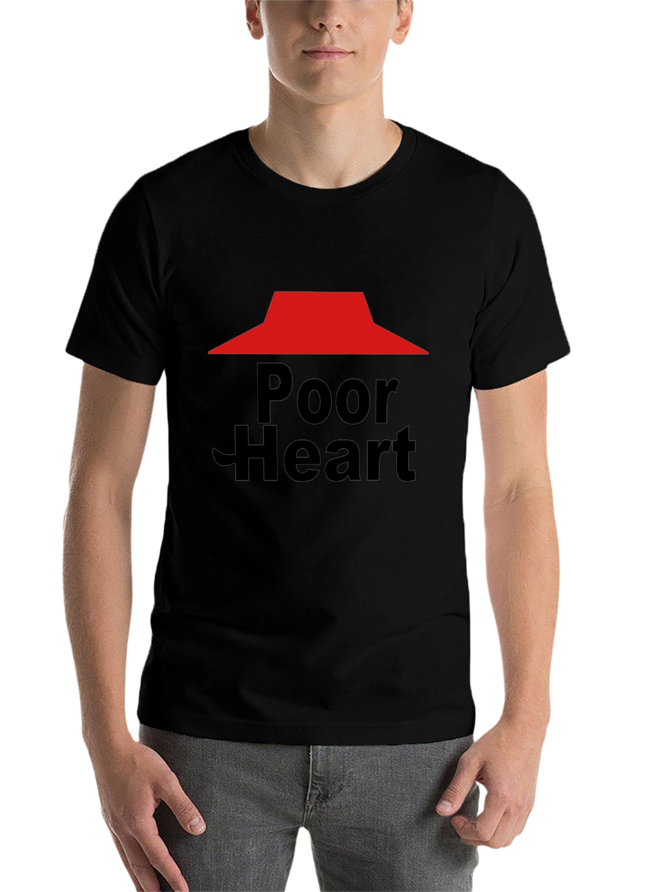 Black Poor Heart Funny Graphic T-Shirt view 7