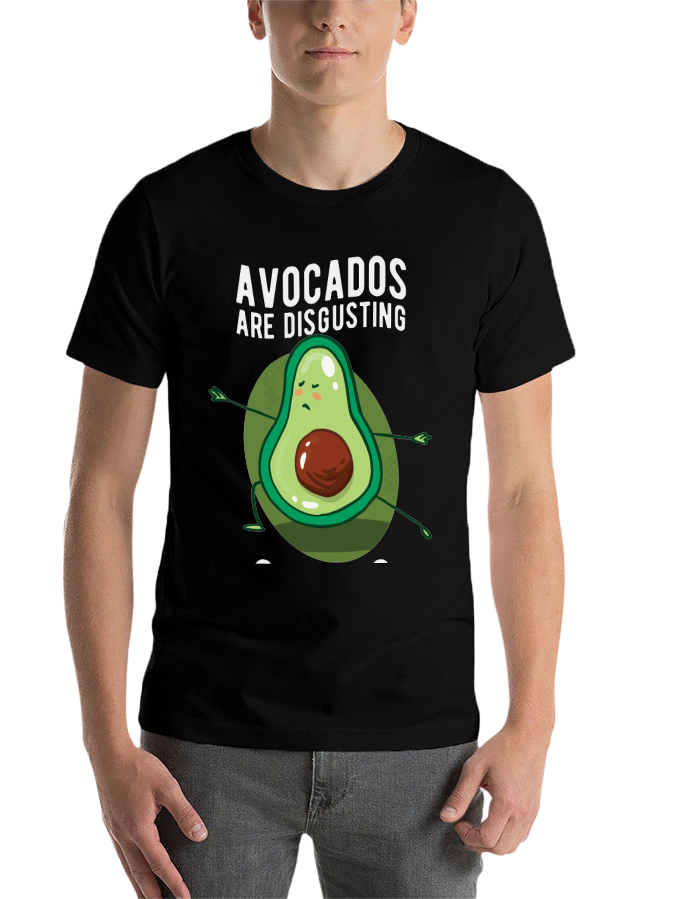 Black Funny Avocado Graphic Tee - 'Avocados Are Disgusting' T-Shirt view 7