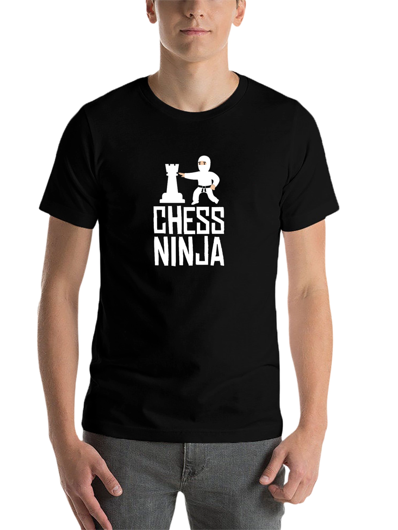Black Chess Ninja Graphic T-Shirt - Black Cotton Tee view 7