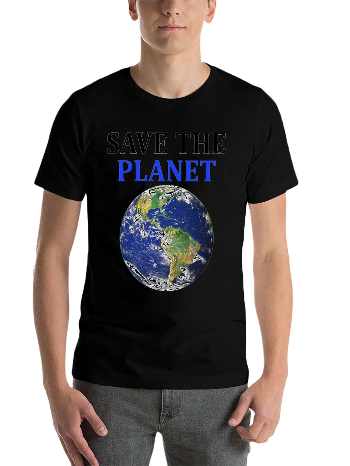 Black Save the Planet Earth Graphic T-Shirt view 7