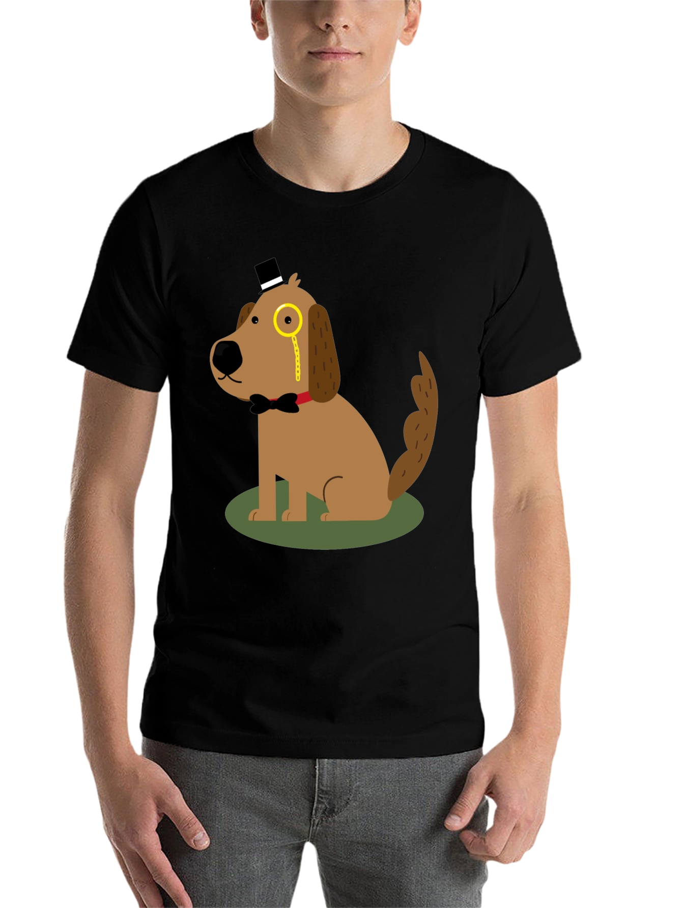 Black Dapper Dog T-Shirt: Cartoon Gentleman view 7