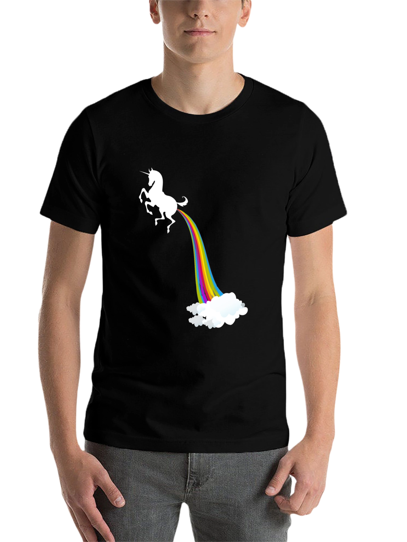 Black Unicorn Rainbow Poop T-Shirt view 7