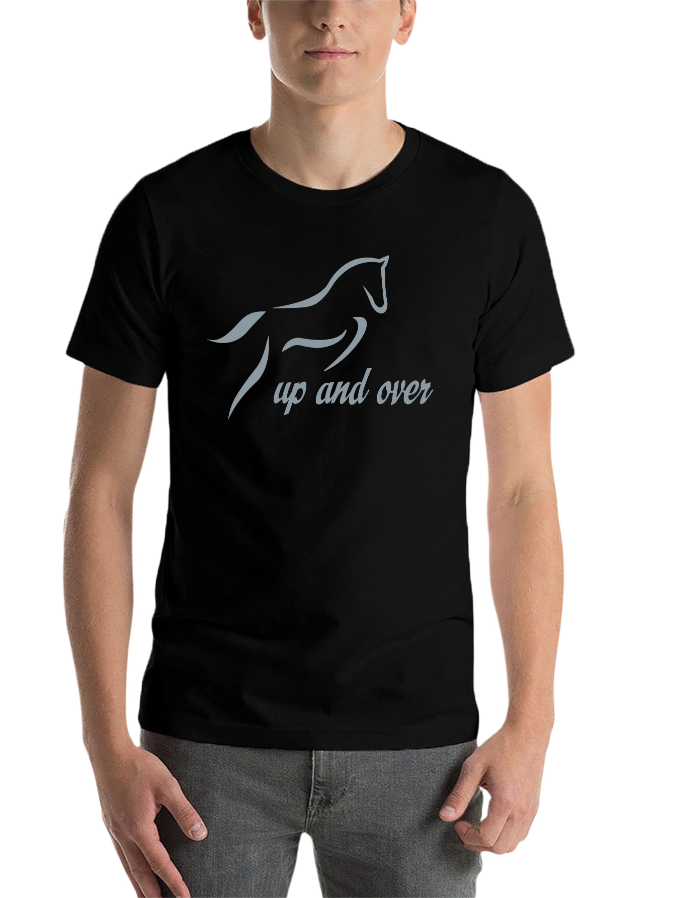Black Up and Over Horse Graphic Tee view 7