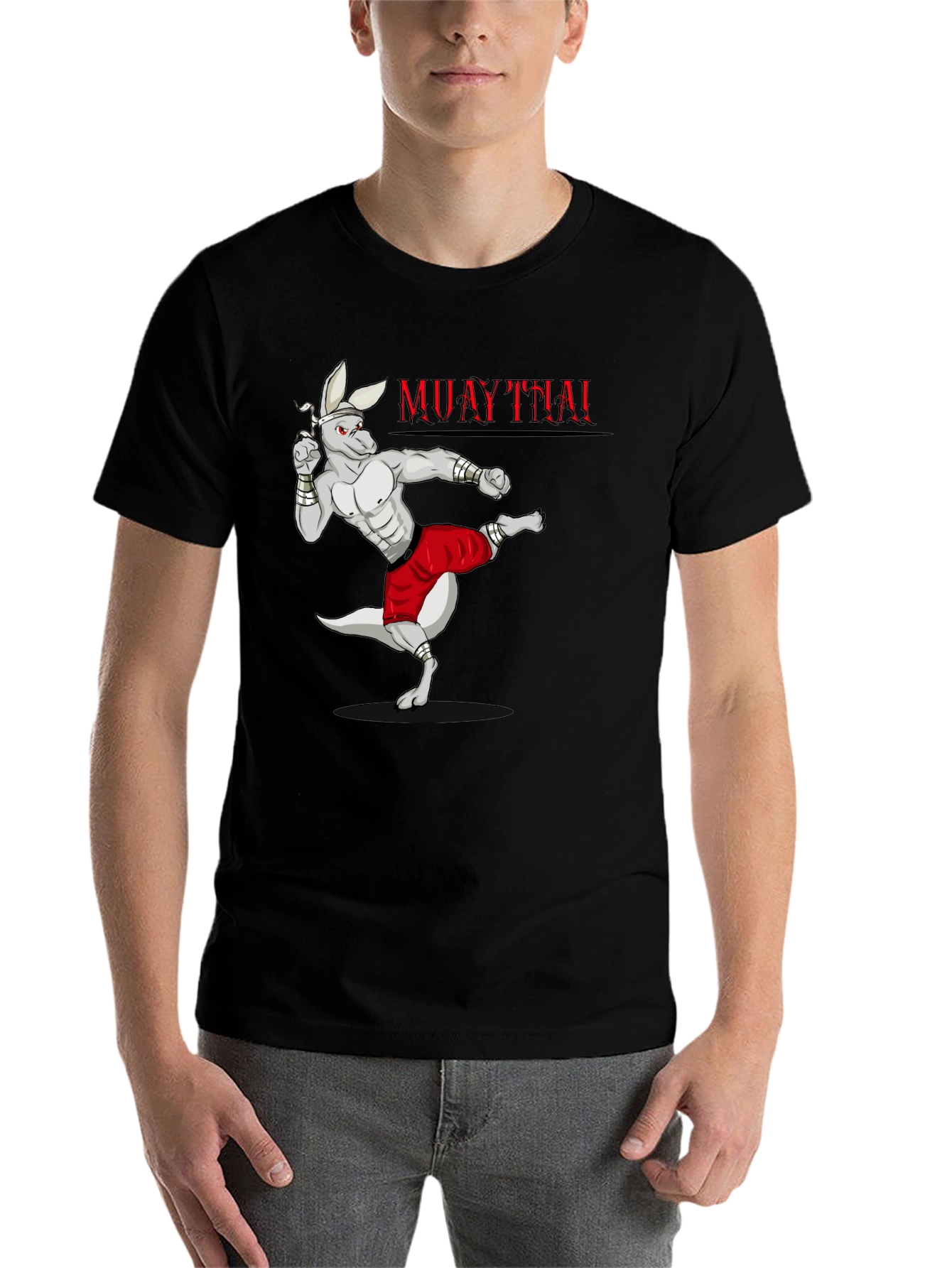 Black Muay Thai Kangaroo Graphic T-Shirt view 7