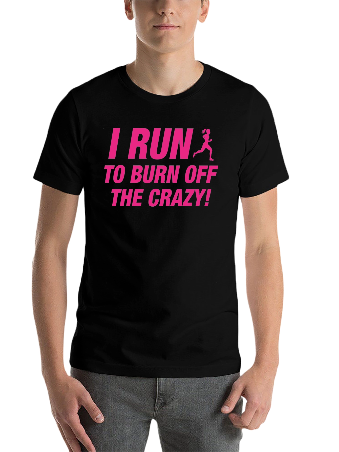Black I Run to Burn Off the Crazy T-Shirt - Funny Running Tee view 7