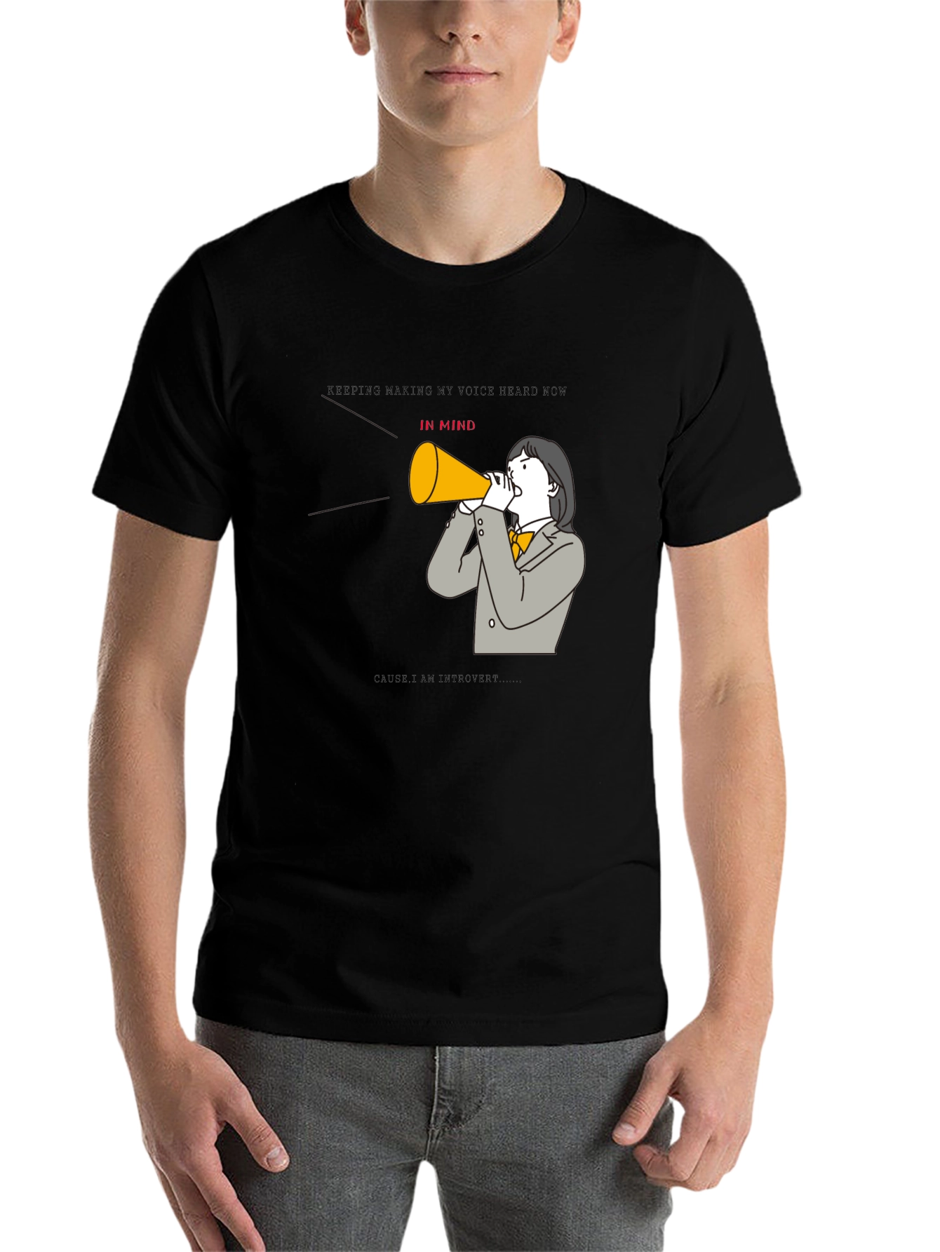 Black Introvert Voice T-Shirt - Hear Me Now view 7