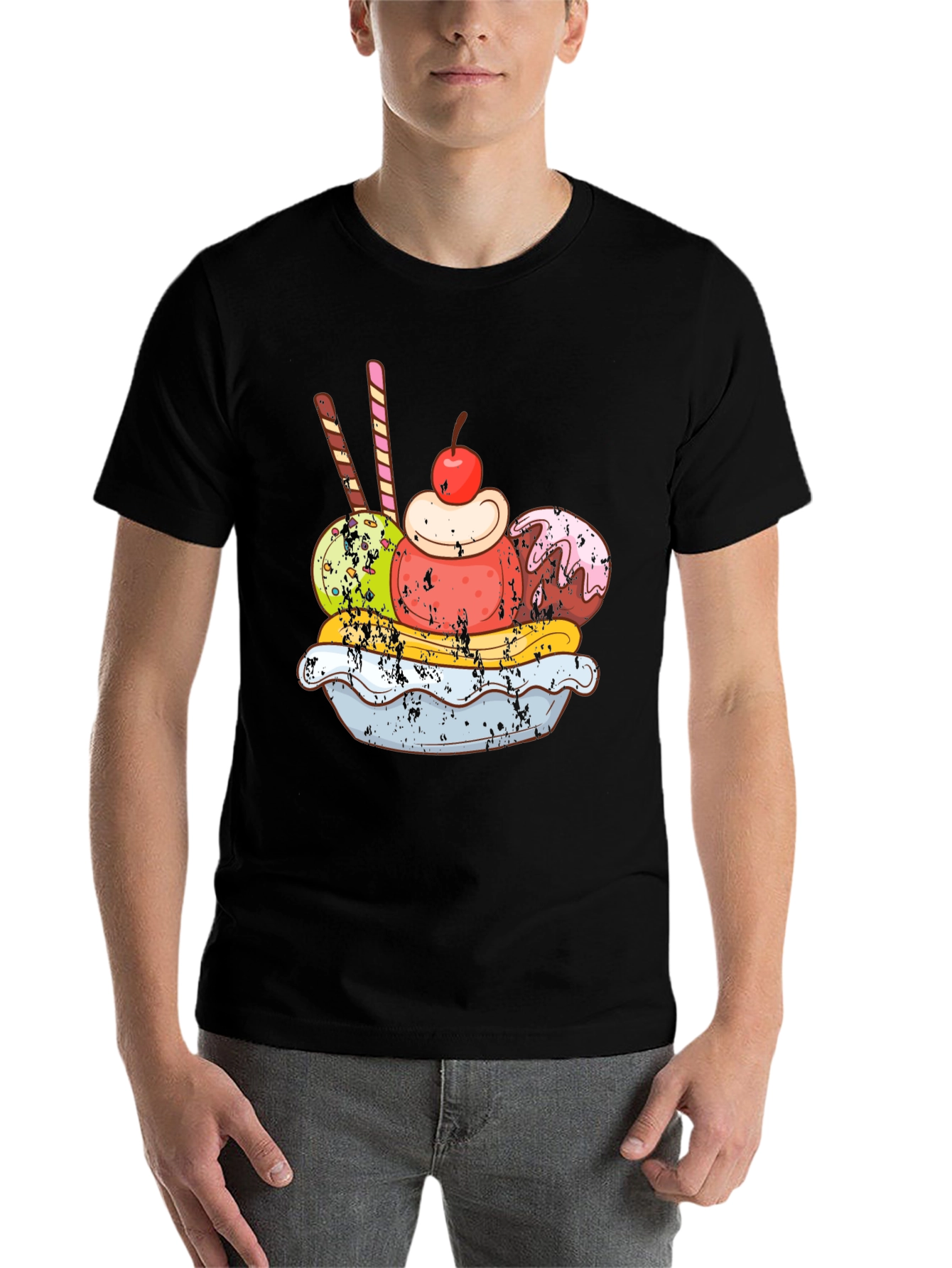 Black Ice Cream Sundae Graphic Tee - Tasty Design view 7