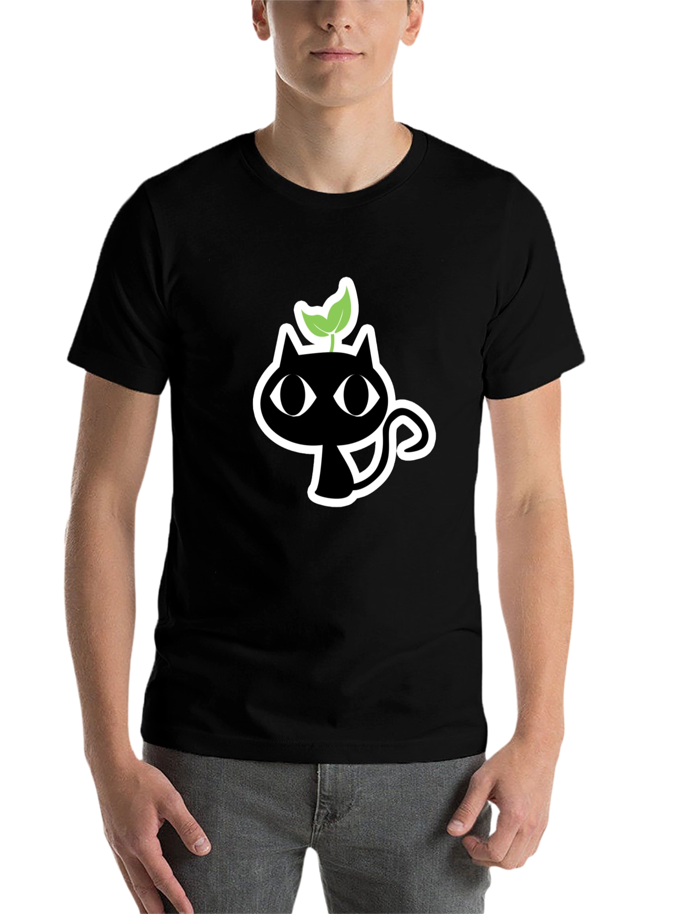 Black Black Cat Plant T-Shirt - Unique Graphic Tee view 7