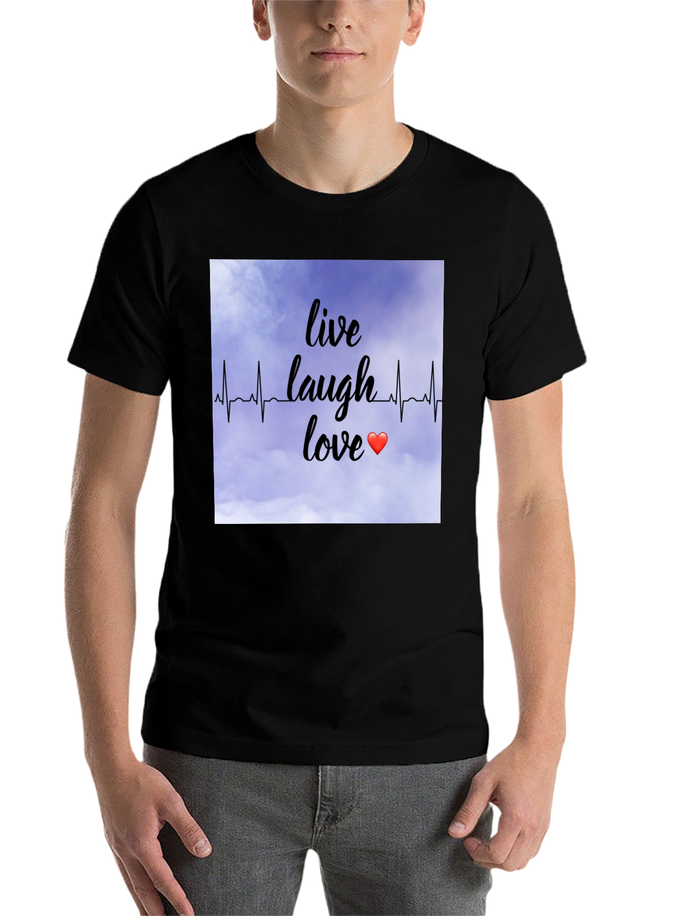 Black Live Laugh Love Heartbeat T-Shirt view 7