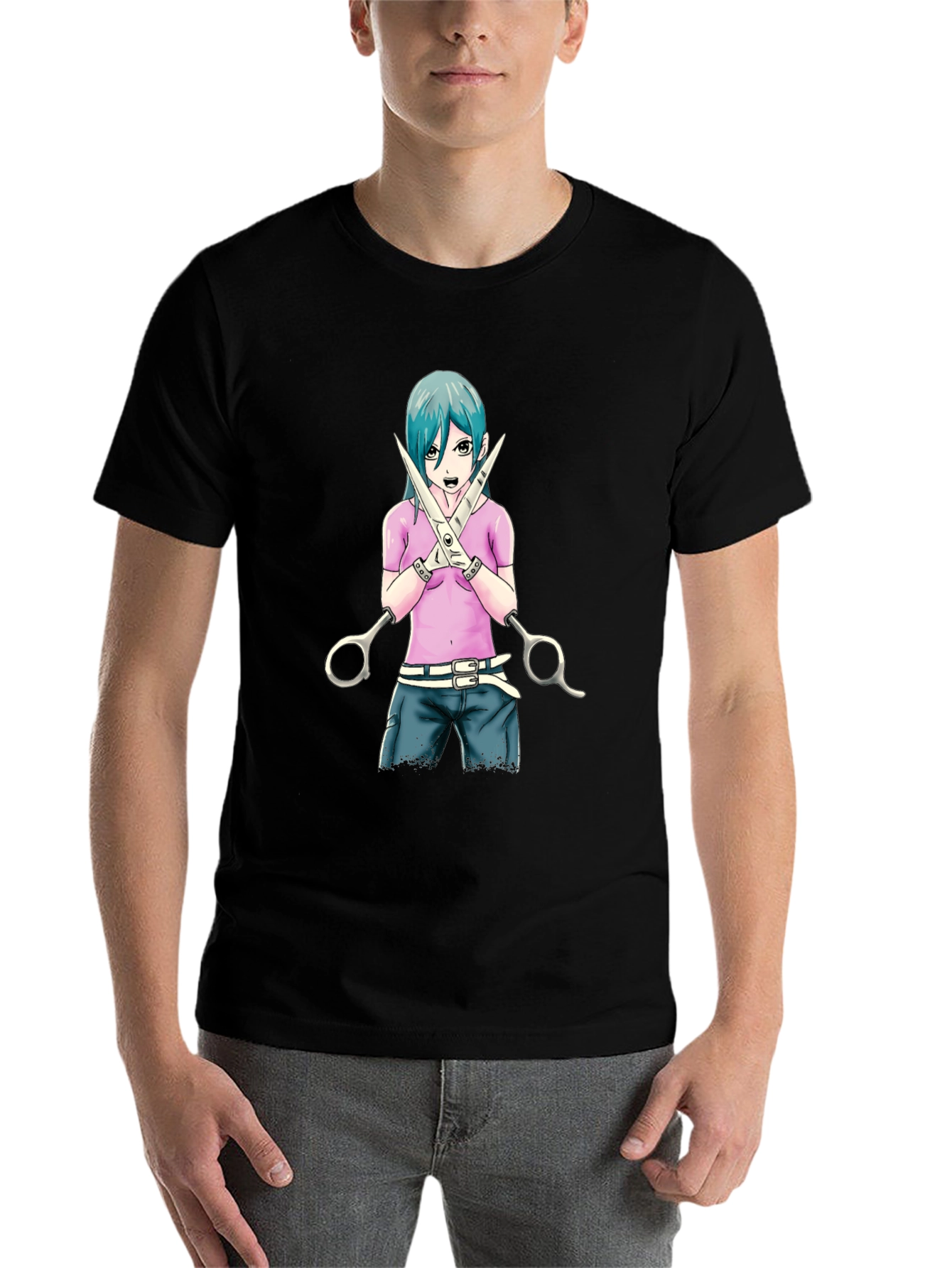 Black Anime Girl Graphic T-Shirt - Stylish Cotton Tee view 7