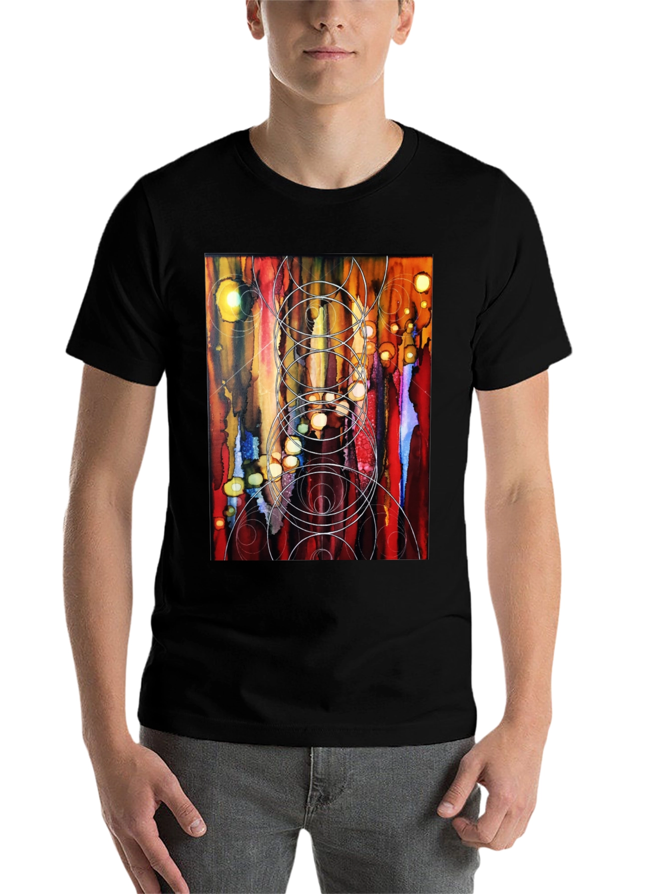Black Abstract Art Black T-Shirt view 7
