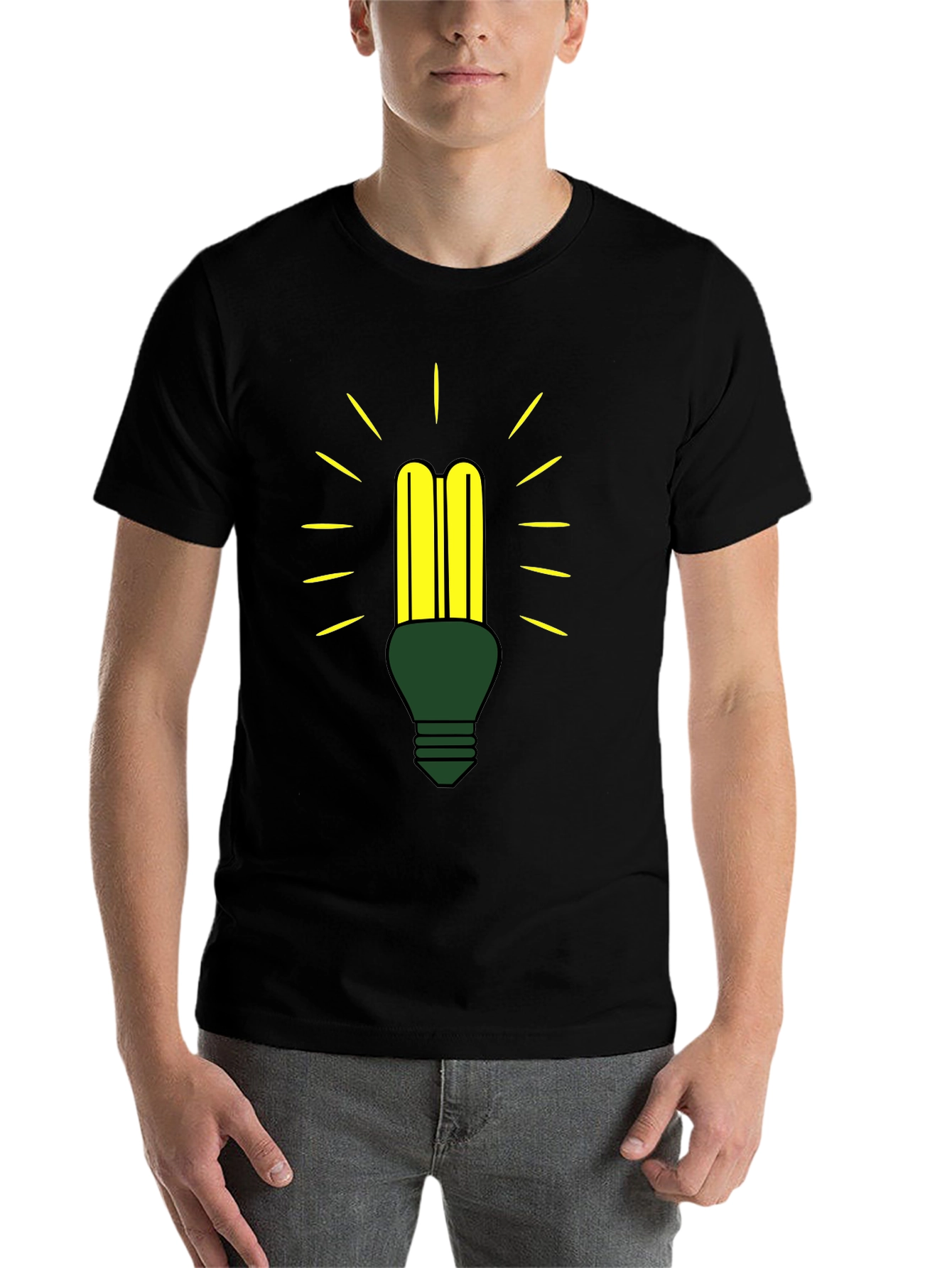 Black Eco-Friendly Light Bulb Graphic Tee view 7