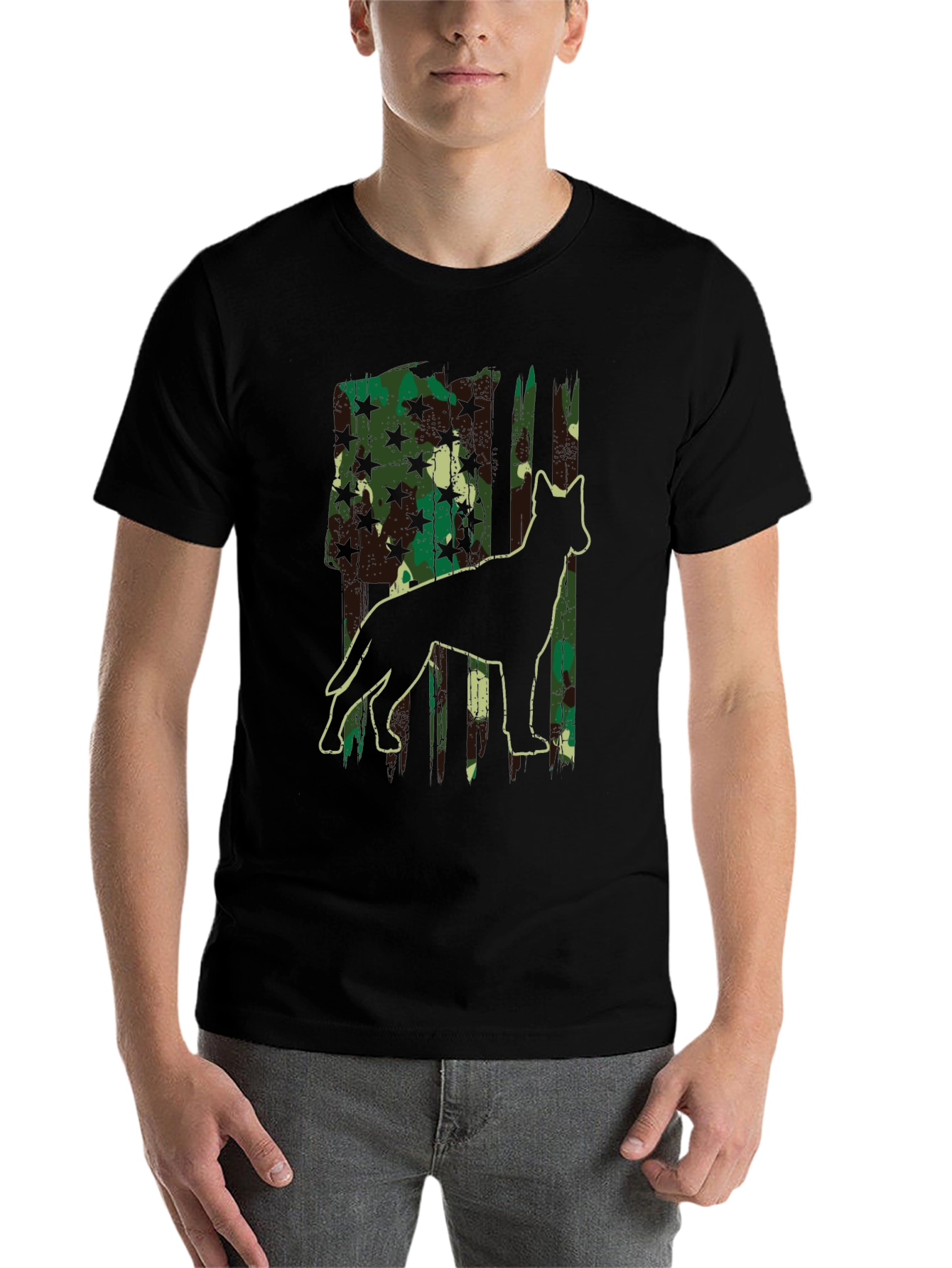 Black Camo Dog Silhouette Graphic Tee - Classic Fit view 7