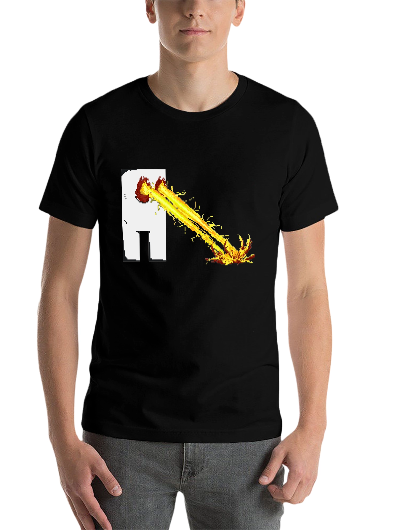 Black Pixel Art Beam T-Shirt - Black view 7