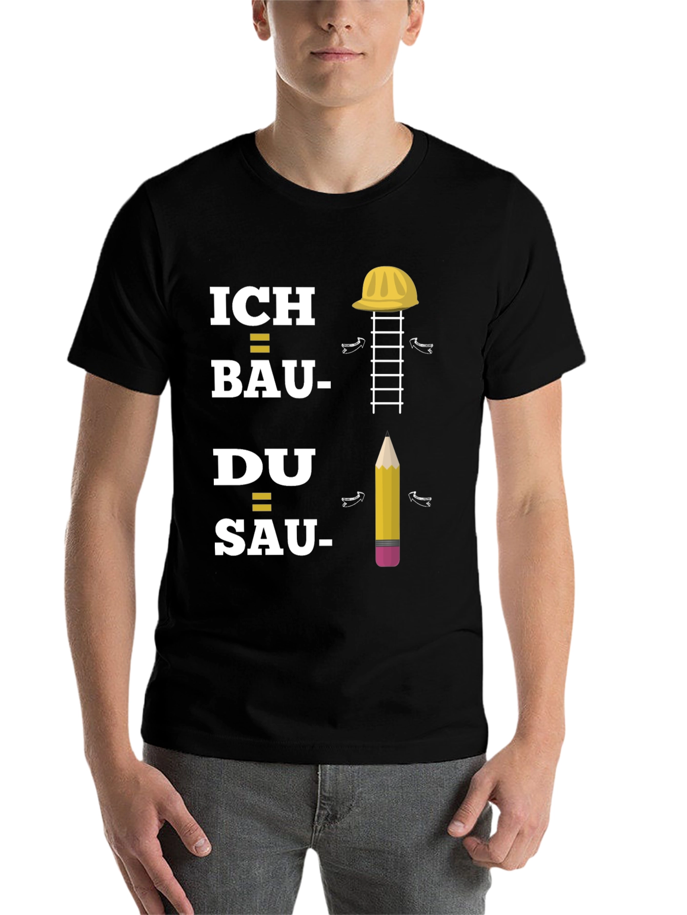 Black Construction T-Shirt: Ich Bau, Du Sau view 7