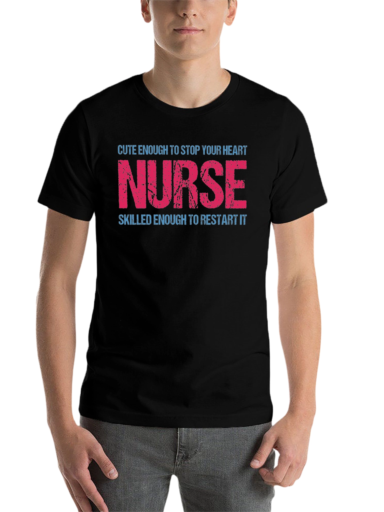 Black Nurse Heart Restart T-Shirt view 7