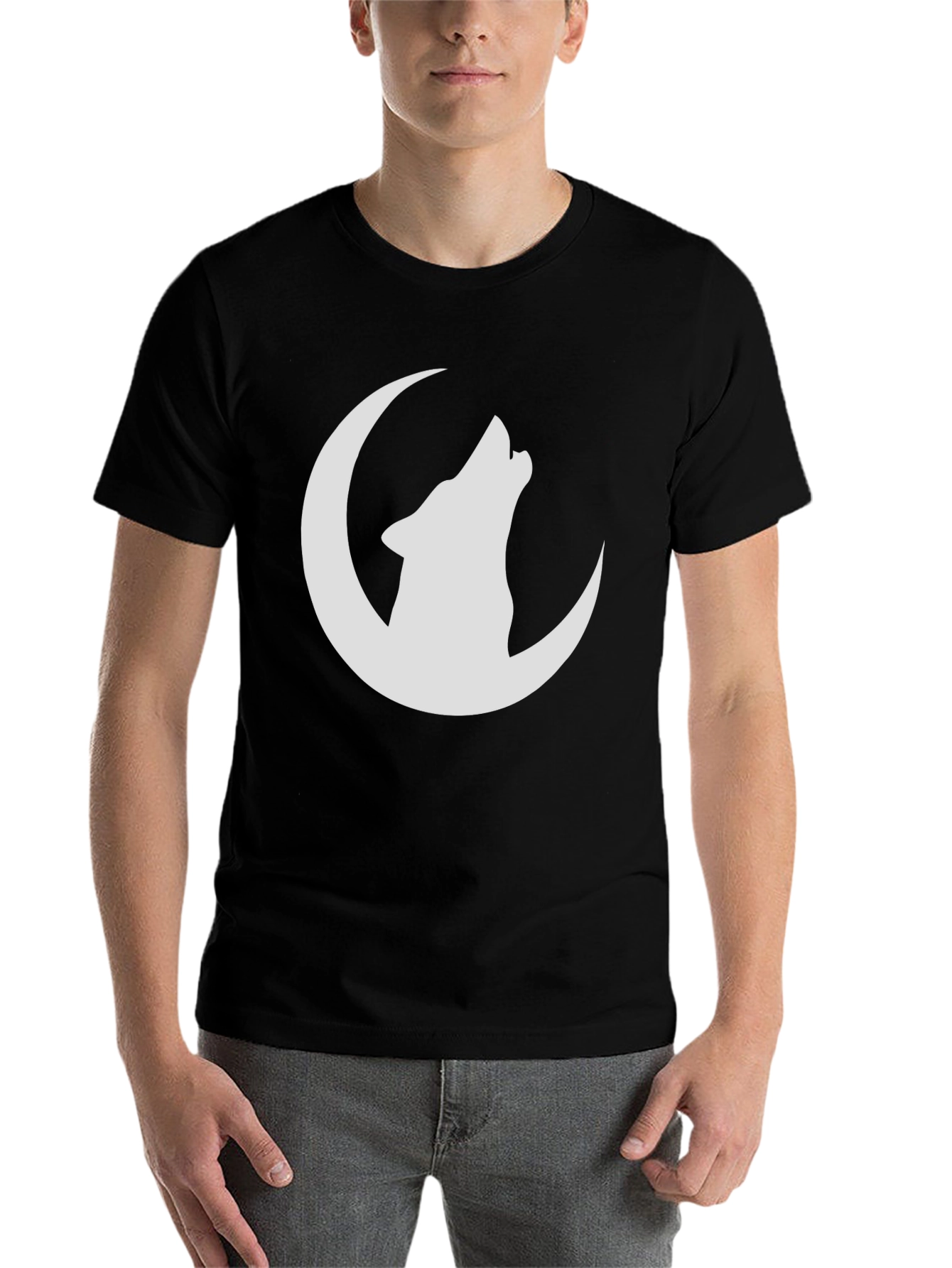 Black Wolf Moon Graphic T-Shirt - Black view 7