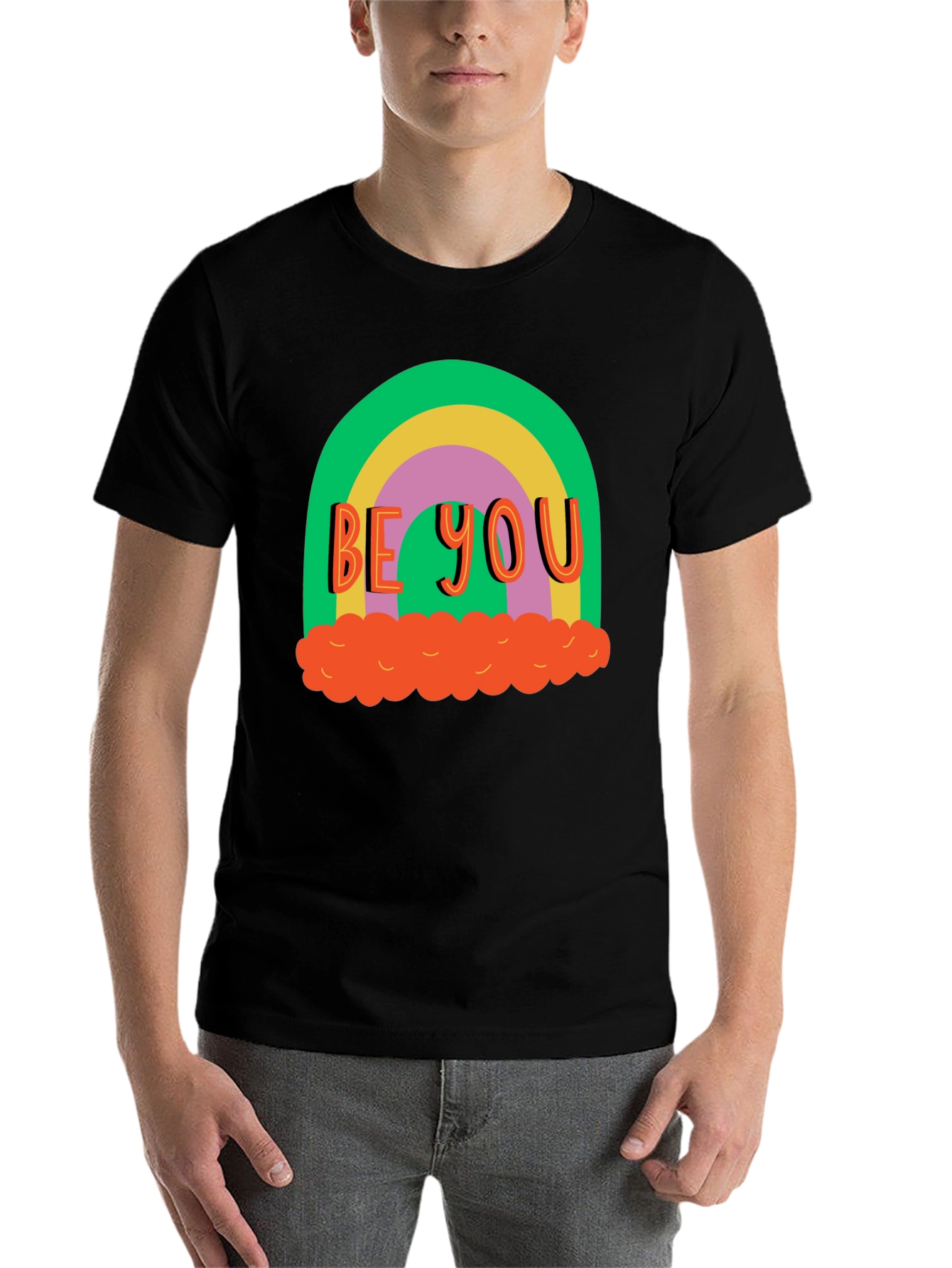 Black Be You Rainbow Graphic Tee - Black Cotton Blend view 7