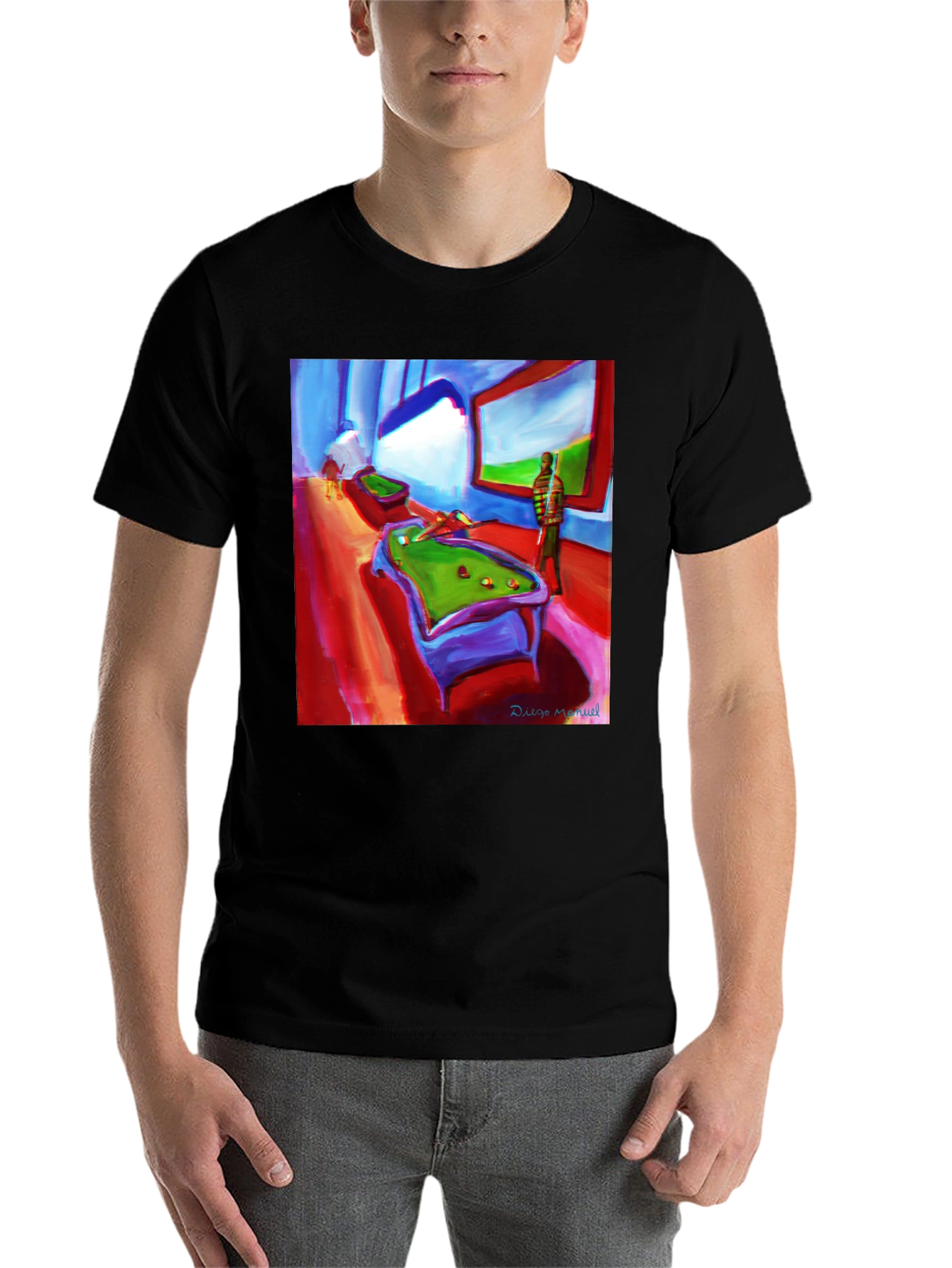 Abstract Pool Hall Painting Graphic T-Shirt - 7