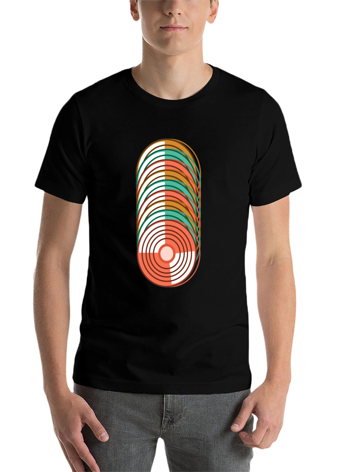 Black Retro Record Stack Graphic Tee view 7