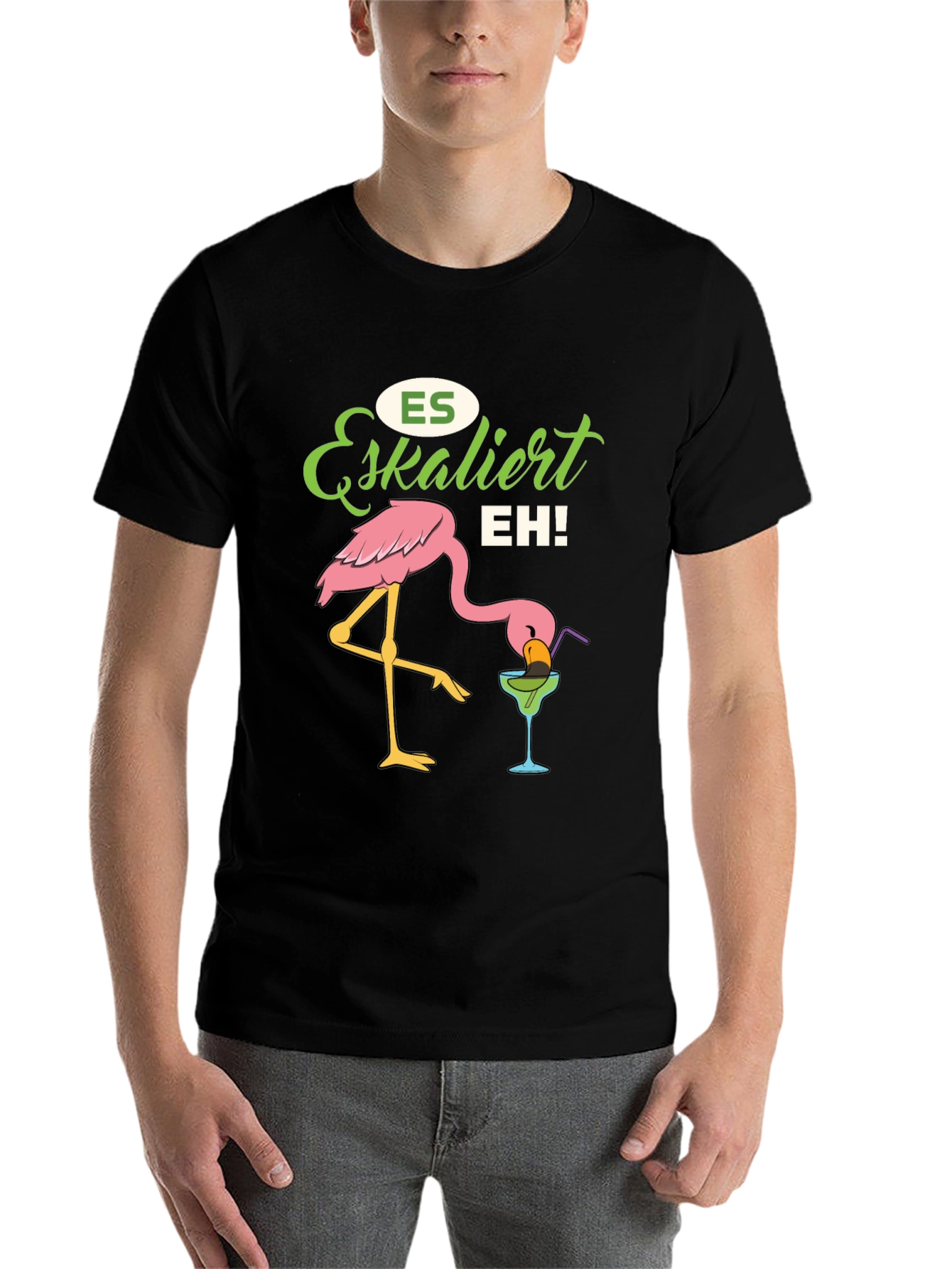 Black Es Eskaliert EH! Flamingo T-Shirt view 7