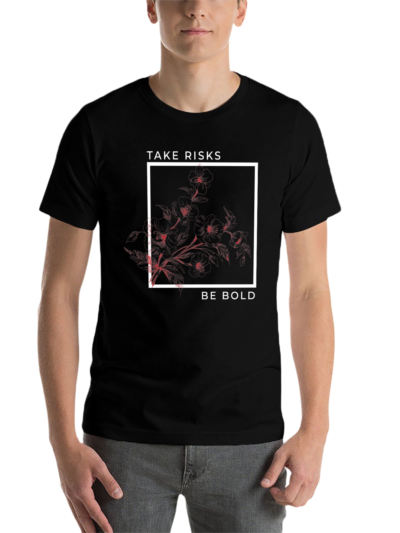 Black Take Risks Be Bold Graphic Tee view 7