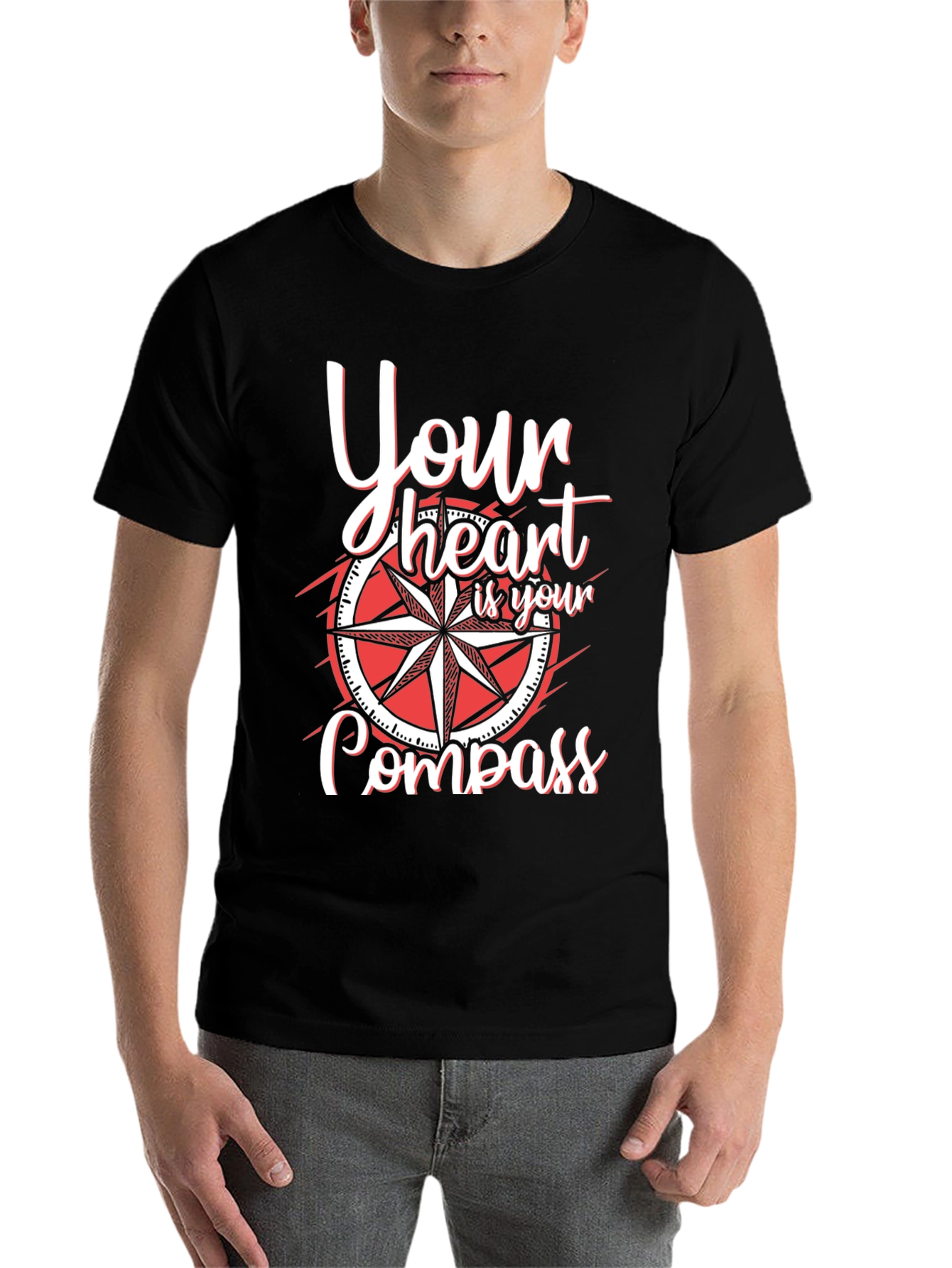 Black Heart Compass Graphic T-Shirt view 7