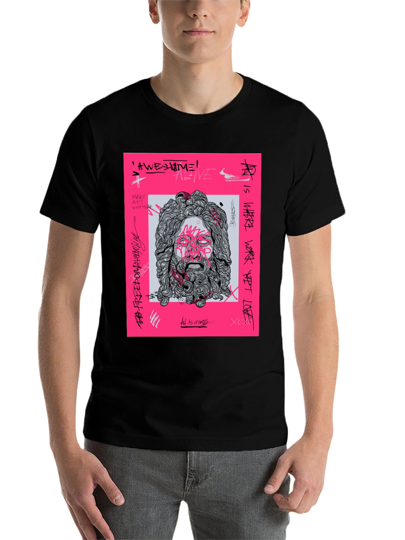 Black Abstract Art Graphic Print Tee view 7