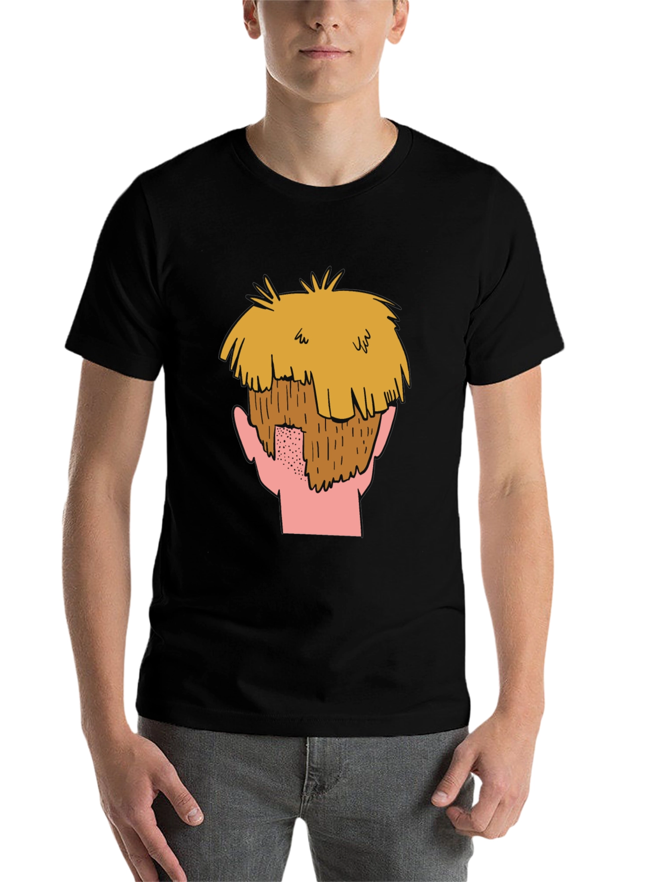 Black Cartoon Beard Graphic T-Shirt view 7